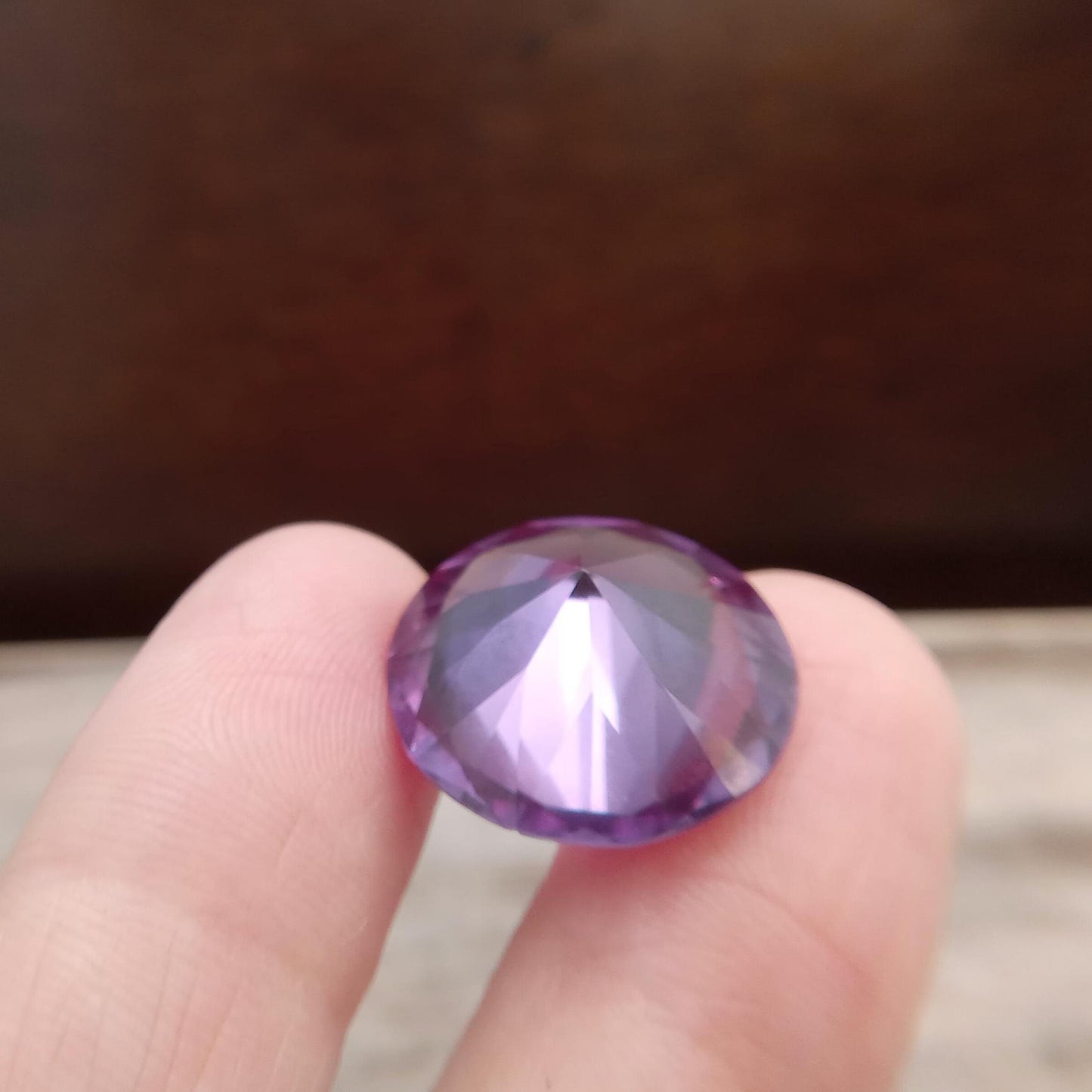 Lab Created Purple Sapphire Round Cut 21.18 Carat, Faceted Lab Grown Corundum- Alexandrite Replacement 17.8mm color change