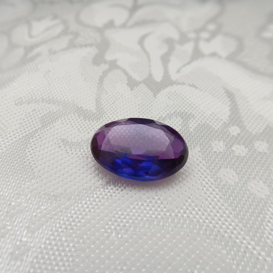 Lab Created Purple Sapphire Oval Cut 10.88 Carat, Faceted Lab Grown Corundum- Alexandrite Replacement 16.3x12.1mm color change