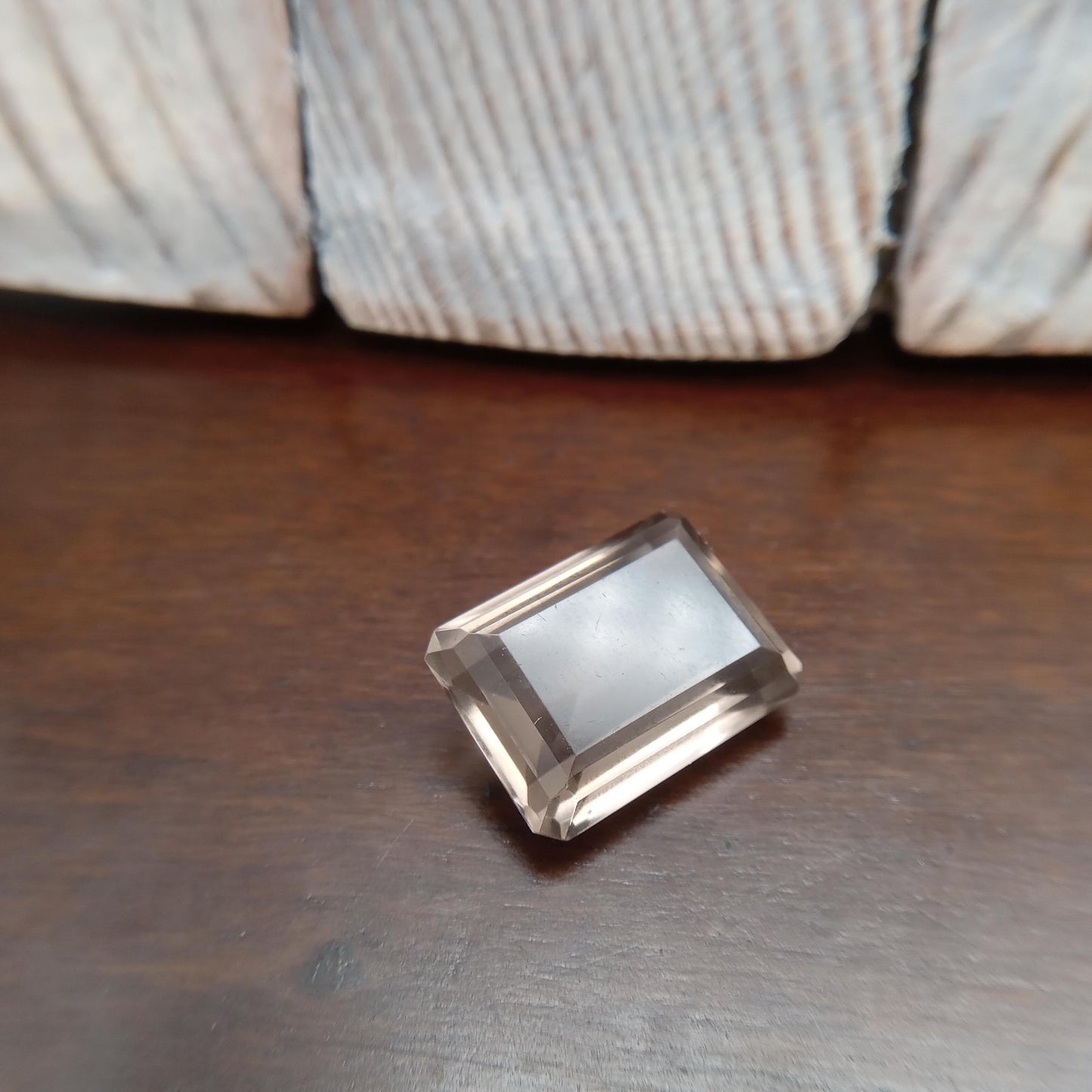 13.57 Carat Smoky Quartz 17.6x12.8mm Emerald cut, Faceted Loose Light Brown Gemstone