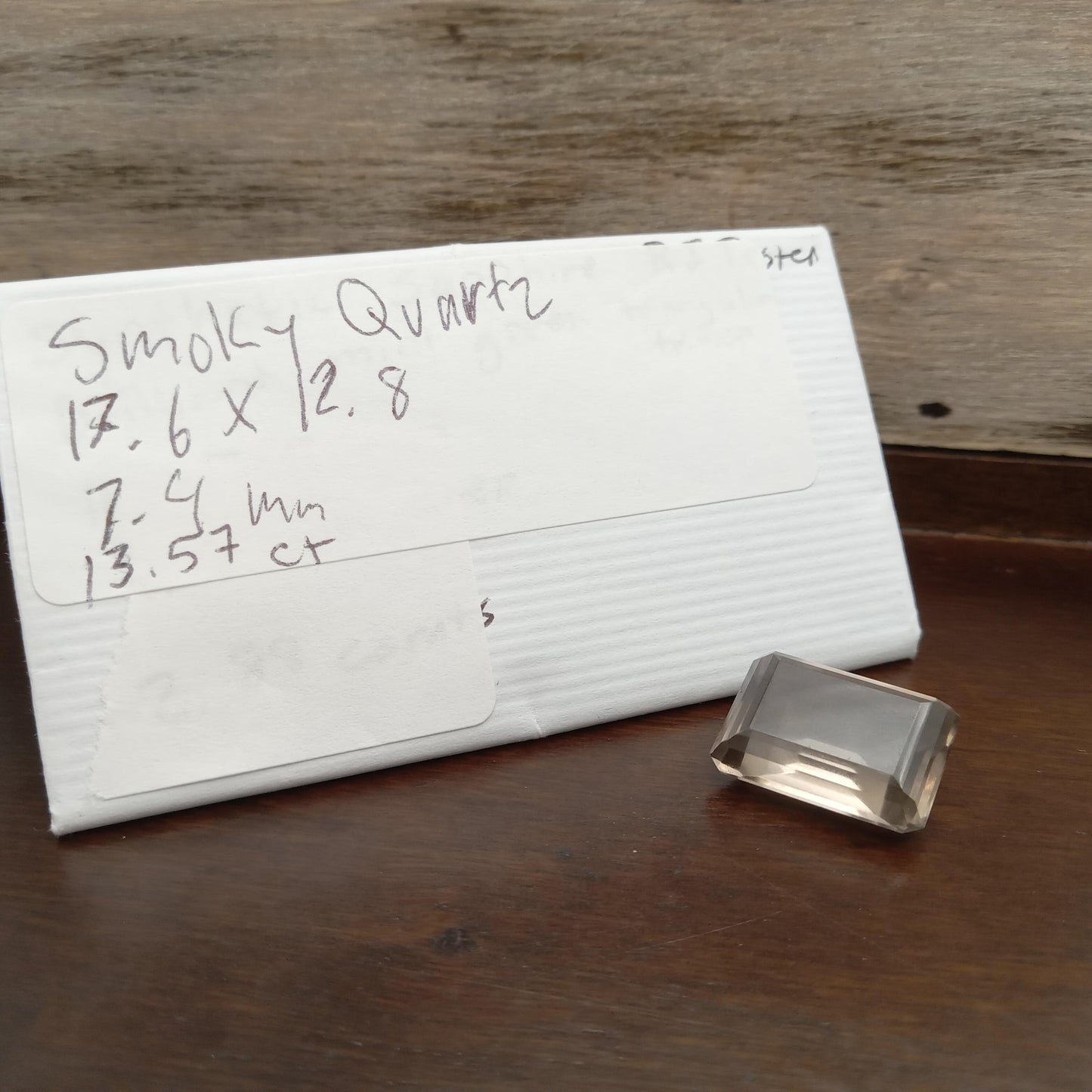 13.57 Carat Smoky Quartz 17.6x12.8mm Emerald cut, Faceted Loose Light Brown Gemstone