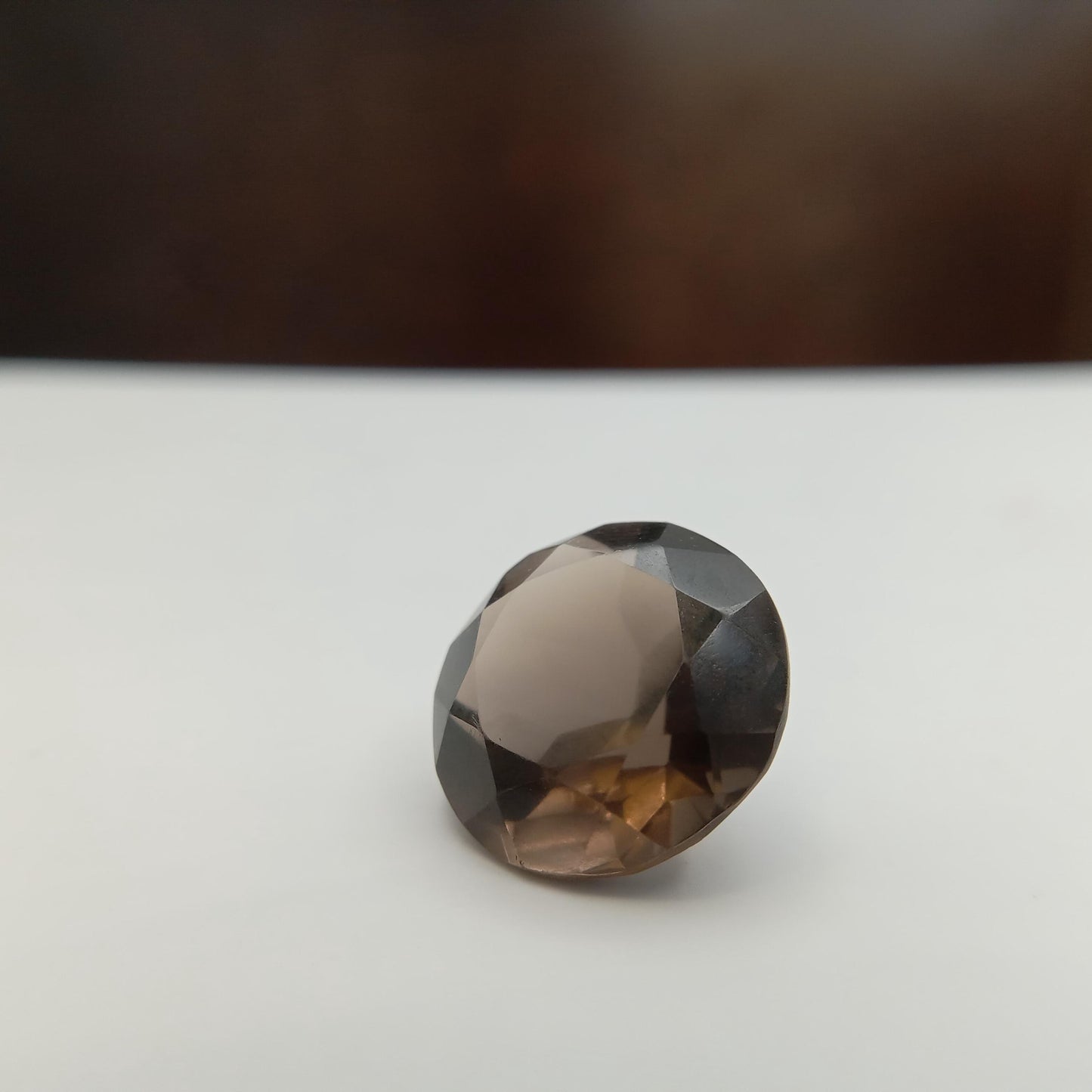 13mm Smoky Quartz 7.17 carat, Round, Brown Faceted Loose Gemstone, Recycled Gemstone