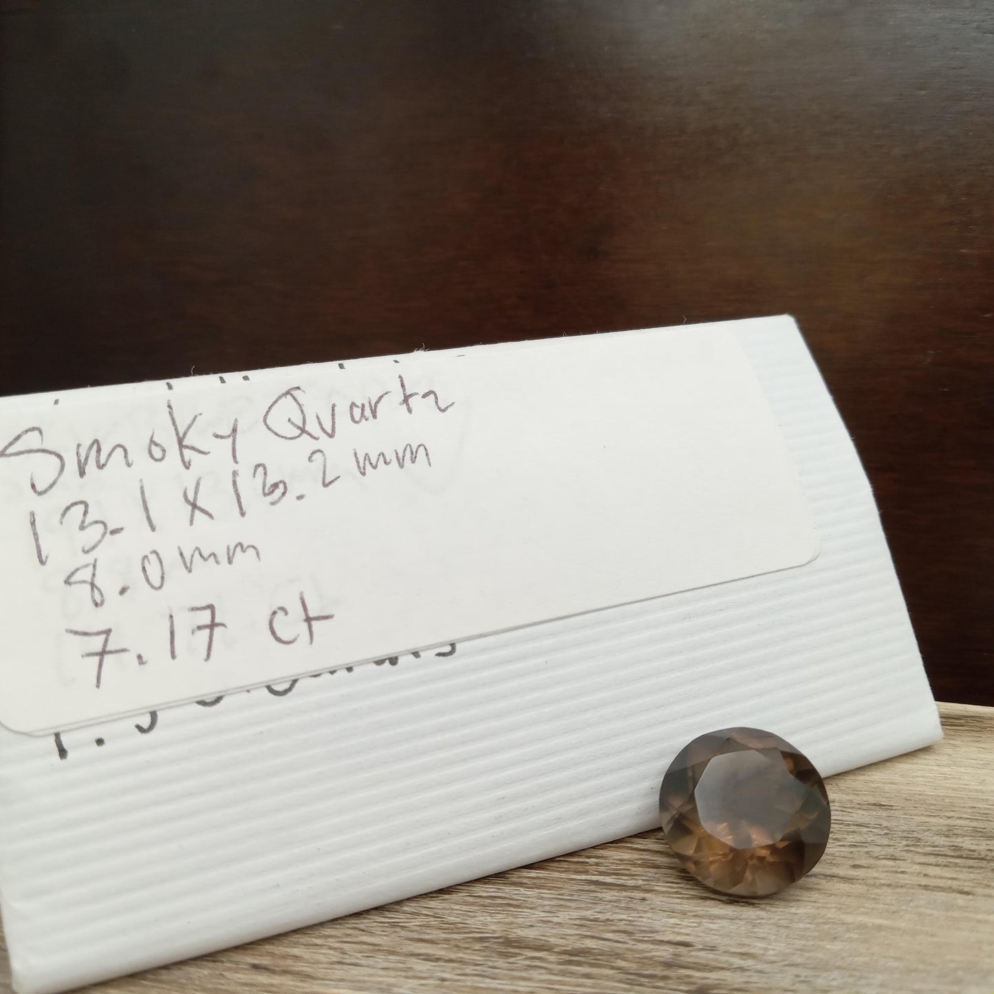 13mm Smoky Quartz 7.17 carat, Round, Brown Faceted Loose Gemstone, Recycled Gemstone