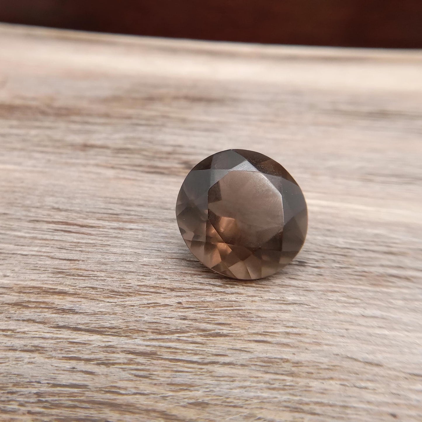 13mm Smoky Quartz 7.17 carat, Round, Brown Faceted Loose Gemstone, Recycled Gemstone