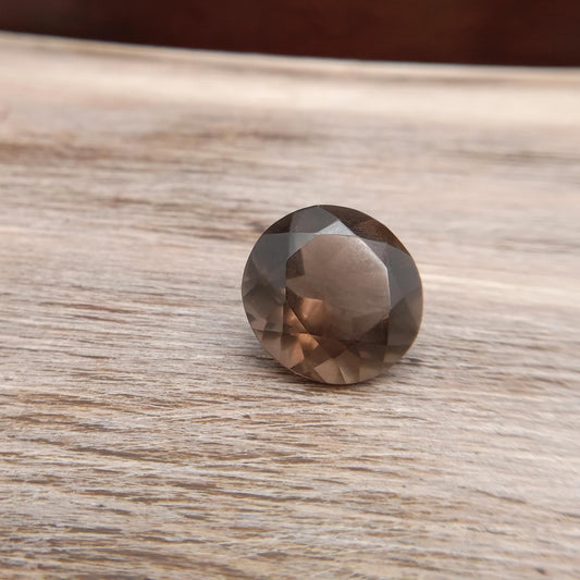 13mm Smoky Quartz 7.17 carat, Round, Brown Faceted Loose Gemstone, Recycled Gemstone