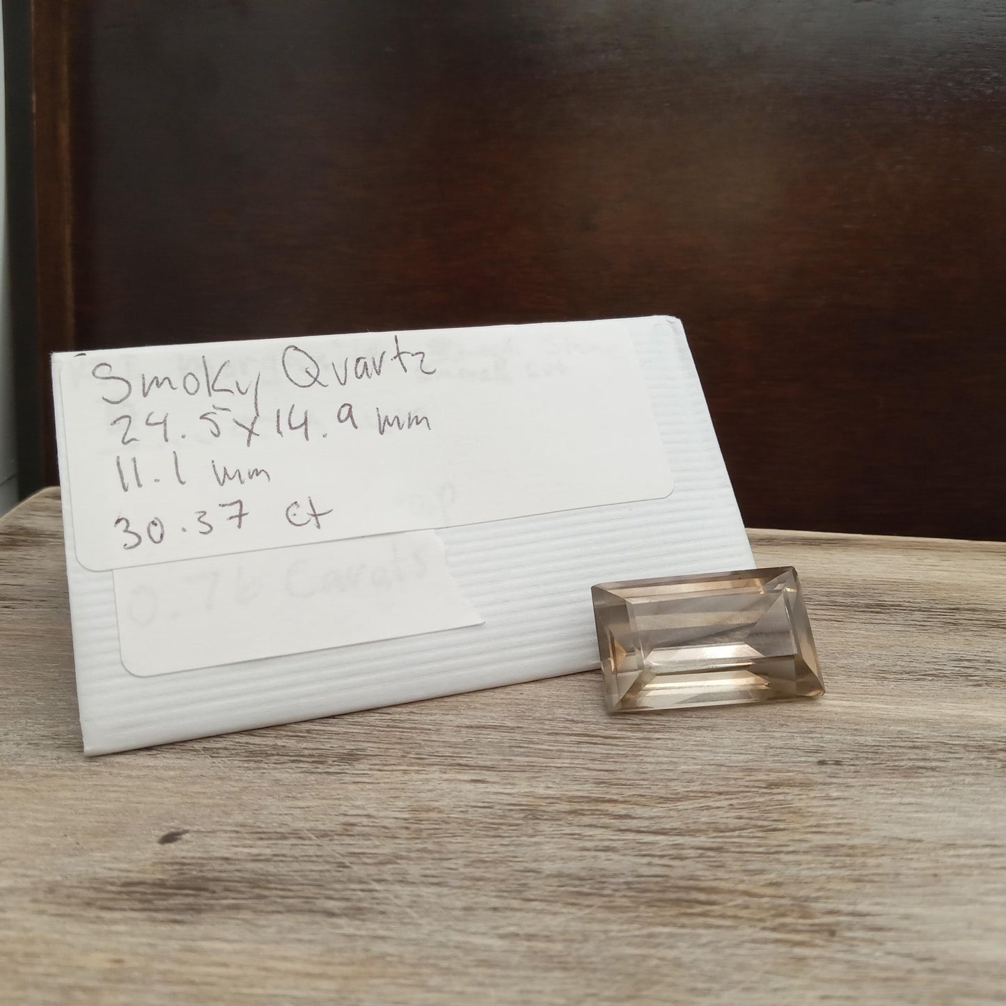 30.37 Carat Smoky Quartz 24.5x14.9mm Baguette cut, Faceted Loose Large Brown Gemstone