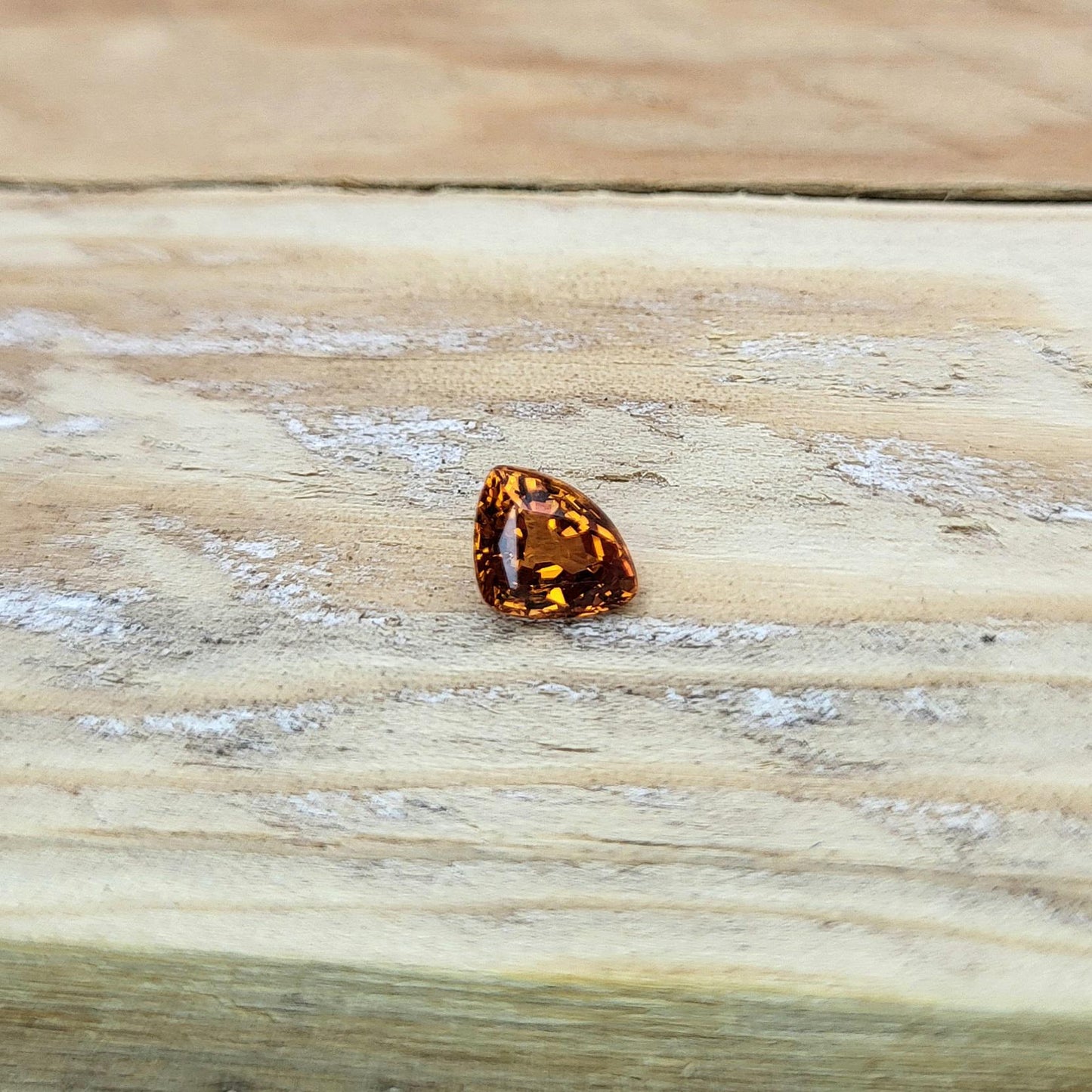 0.82 ct Natural Orange Spessartite Garnet 6.2x4.7mm Squashed Trillion Faceted Gemstone Loose Gem Bright Orange Garnet