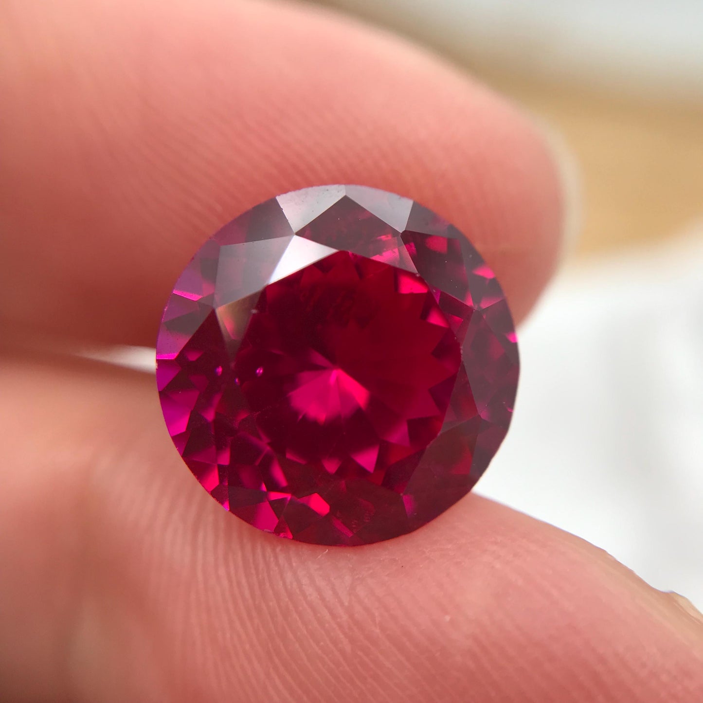12.5mm Hot Pink Lab Sapphire 8.54 Carat, Round Cut, Loose Faceted Lab Created Gemstone