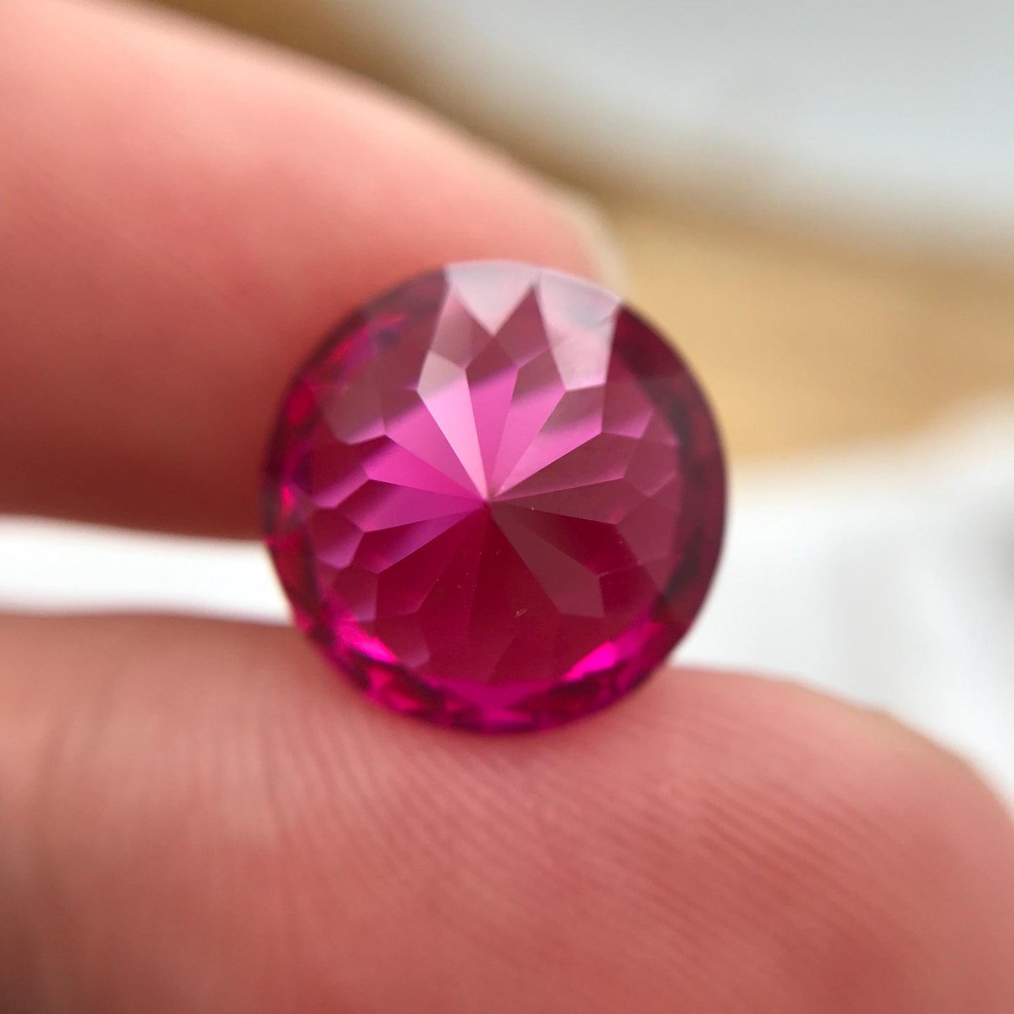 12.5mm Hot Pink Lab Sapphire 8.54 Carat, Round Cut, Loose Faceted Lab Created Gemstone