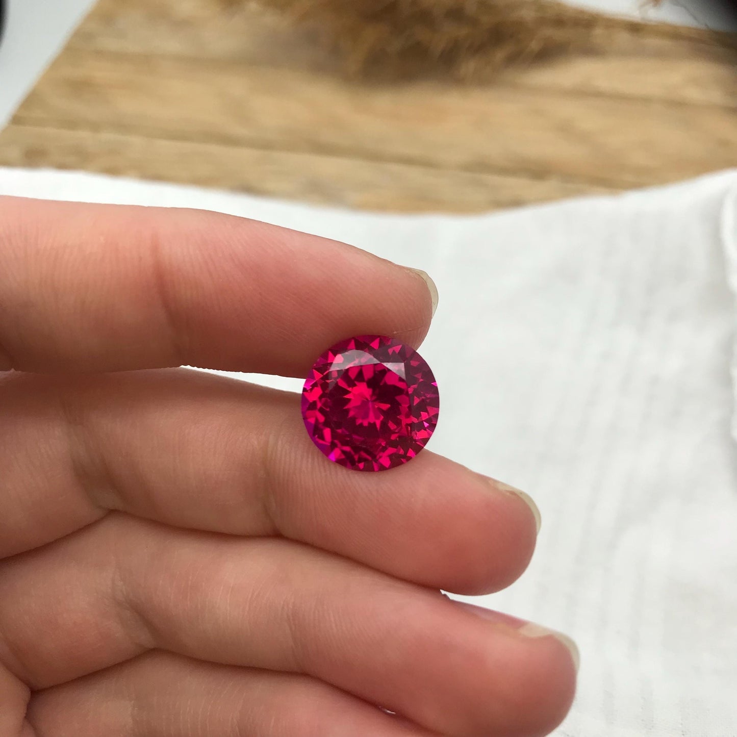 12.5mm Hot Pink Lab Sapphire 8.54 Carat, Round Cut, Loose Faceted Lab Created Gemstone