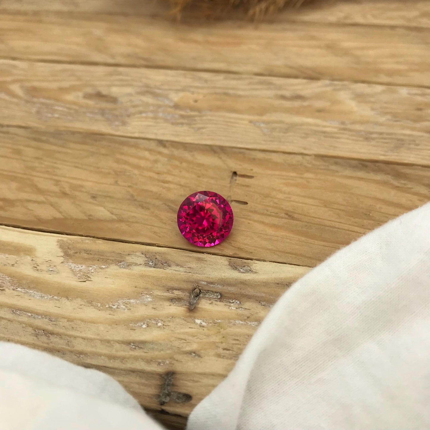 12.5mm Hot Pink Lab Sapphire 8.54 Carat, Round Cut, Loose Faceted Lab Created Gemstone