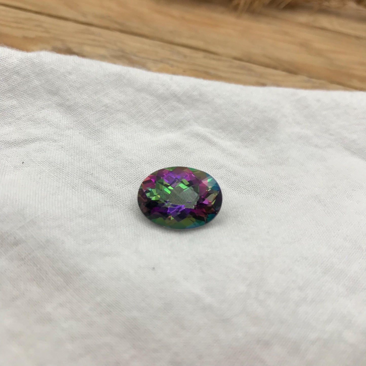 16x12mm Mystic Topaz, Loose Gems Unmounted Faceted Oval 12.59 carat Natural Coated Topaz, Recycled Gem,
