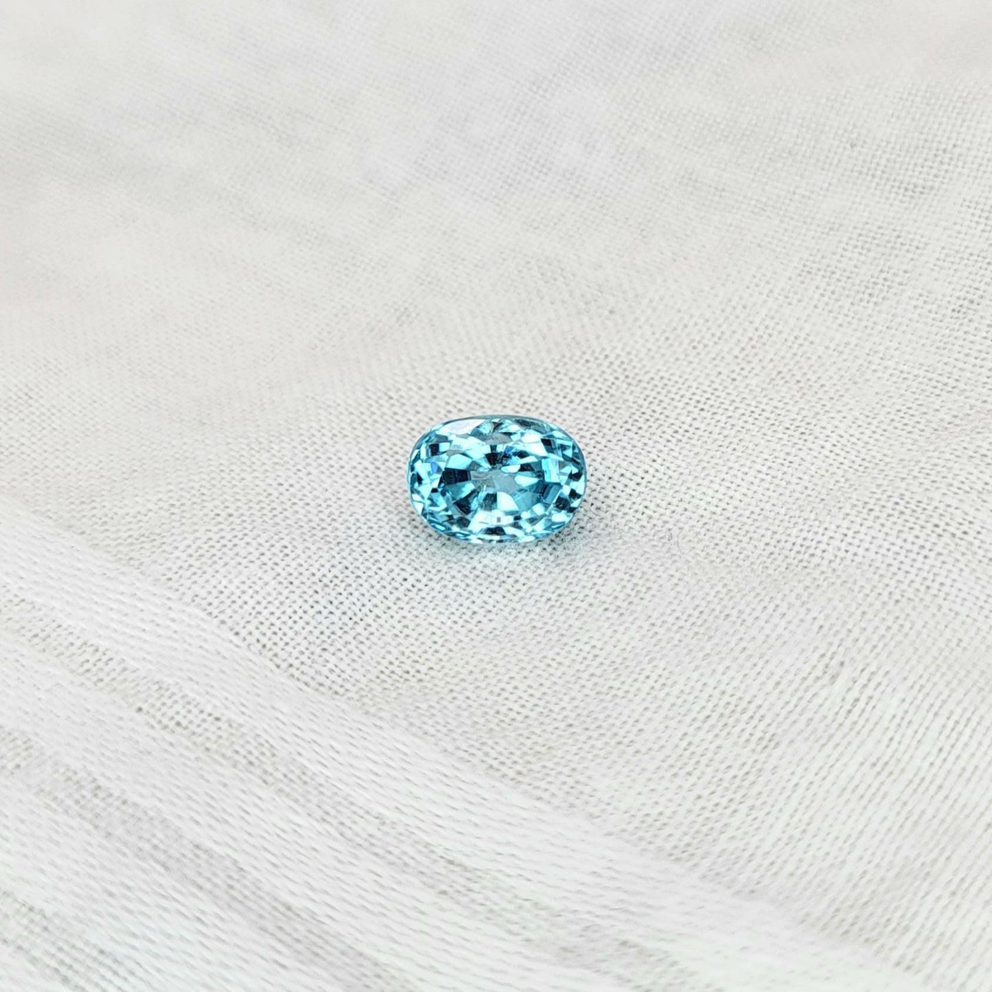 1.96 Carat Blue Zircon 7x5.2mm Oval Cut, Faceted Loose Gemstone