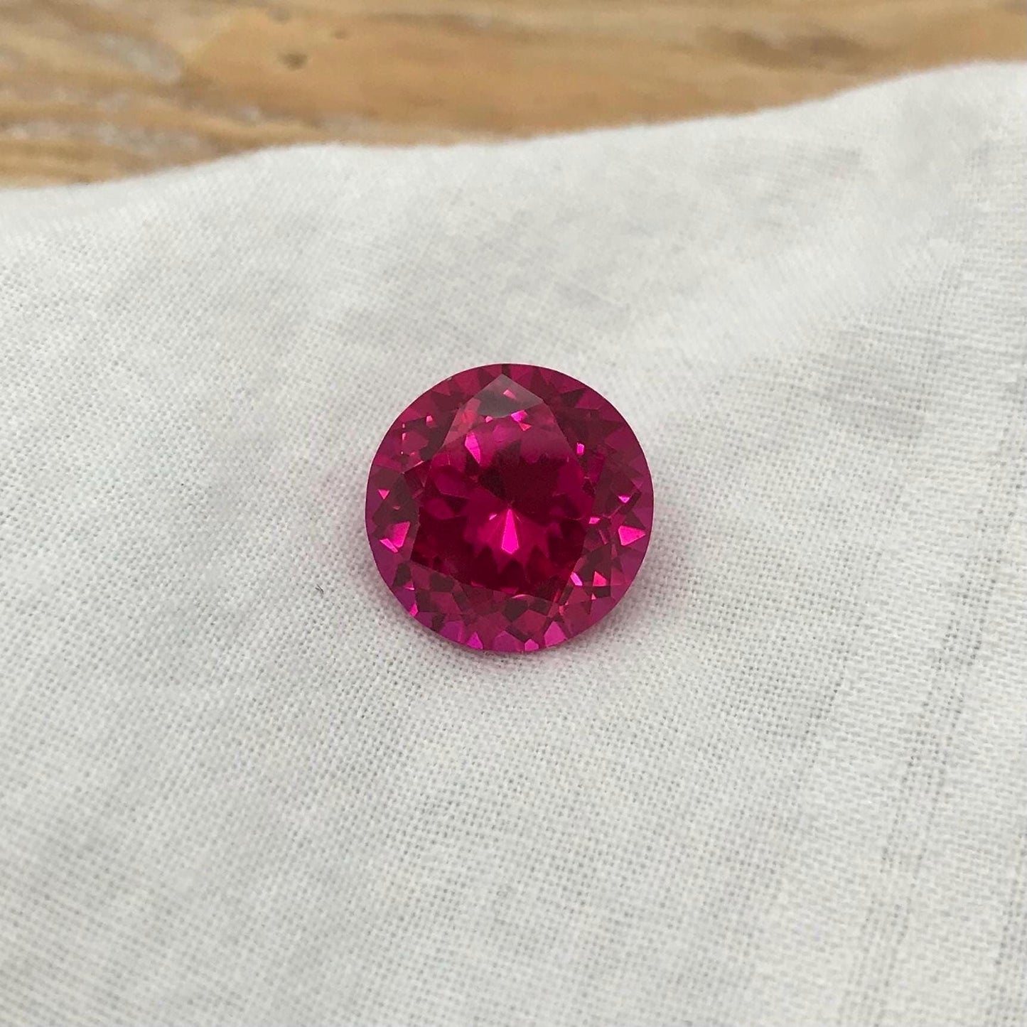 12.5mm Hot Pink Lab Sapphire 8.54 Carat, Round Cut, Loose Faceted Lab Created Gemstone