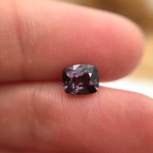 1.15 Ct Natural Purple Spinel 6.6x5.6mm Cushion Cut, Faceted Loose Gemstone, Chipped Stone
