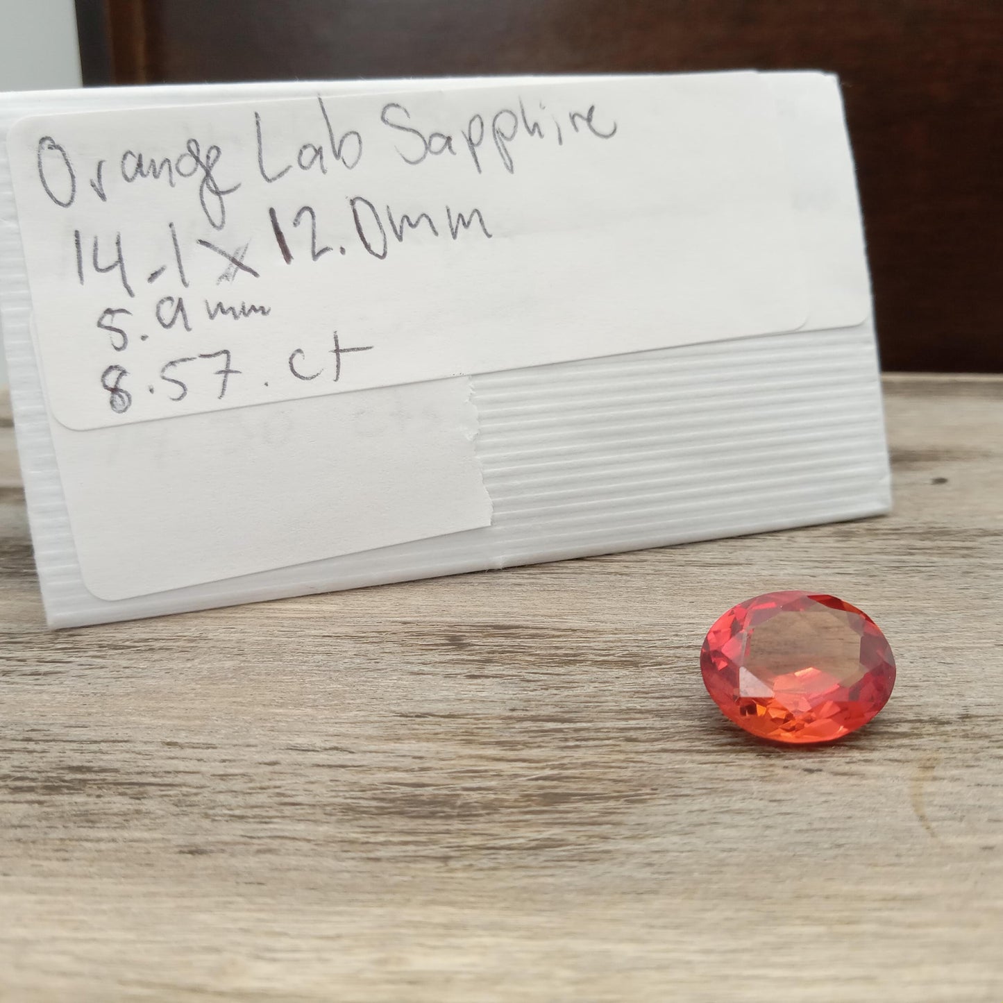 8.57 Carat Orange Lab Sapphire 14.1x12 mm Oval Cut, Faceted Loose Gemstone, Lab Created Gem