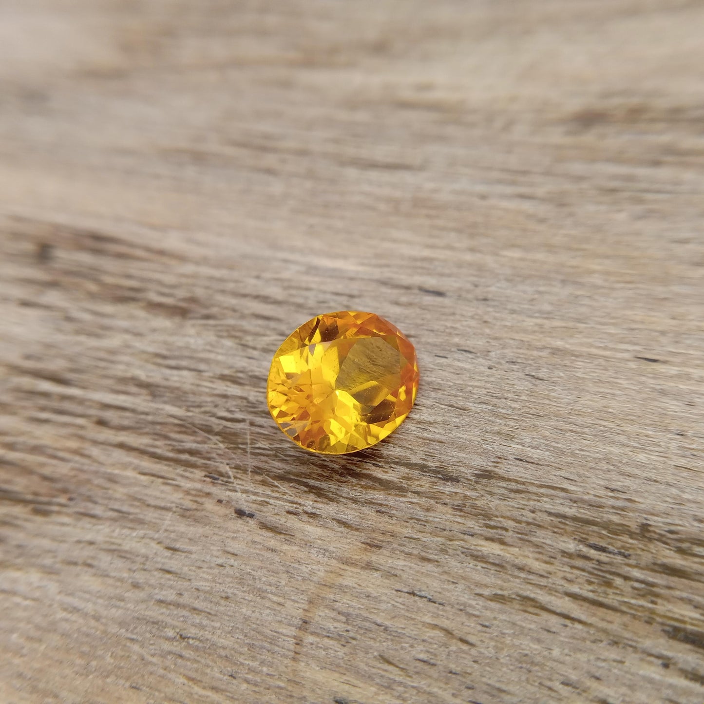 10.1x8.1mm Orangey Yellow Lab Sapphire 3.22 Carat Oval Cut, Faceted Loose Synthetic Corundum