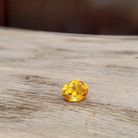 10.1x8.1mm Orangey Yellow Lab Sapphire 3.22 Carat Oval Cut, Faceted Loose Synthetic Corundum