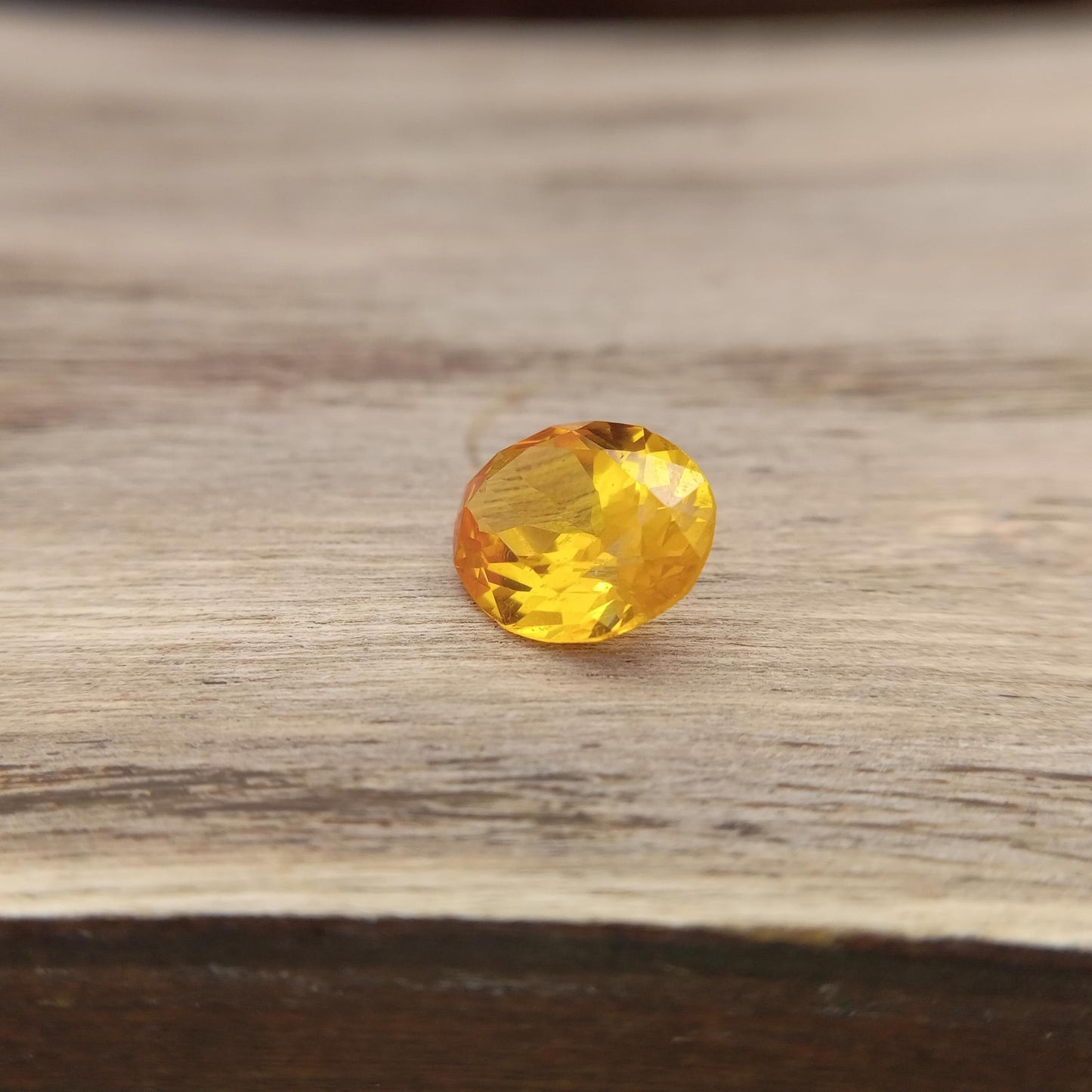 10.1x8.1mm Orangey Yellow Lab Sapphire 3.22 Carat Oval Cut, Faceted Loose Synthetic Corundum