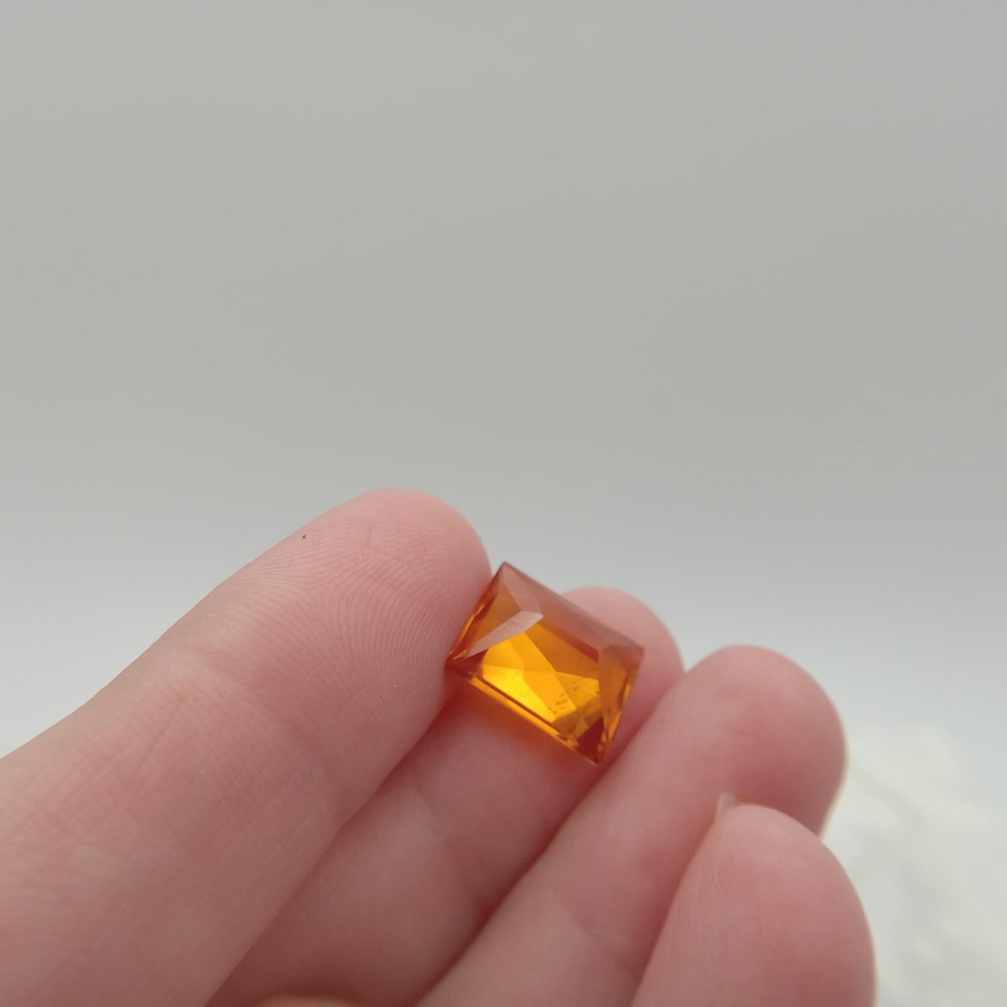 12x9.8mm Orange Lab Sapphire 7.68 Carat Rectangle Cut