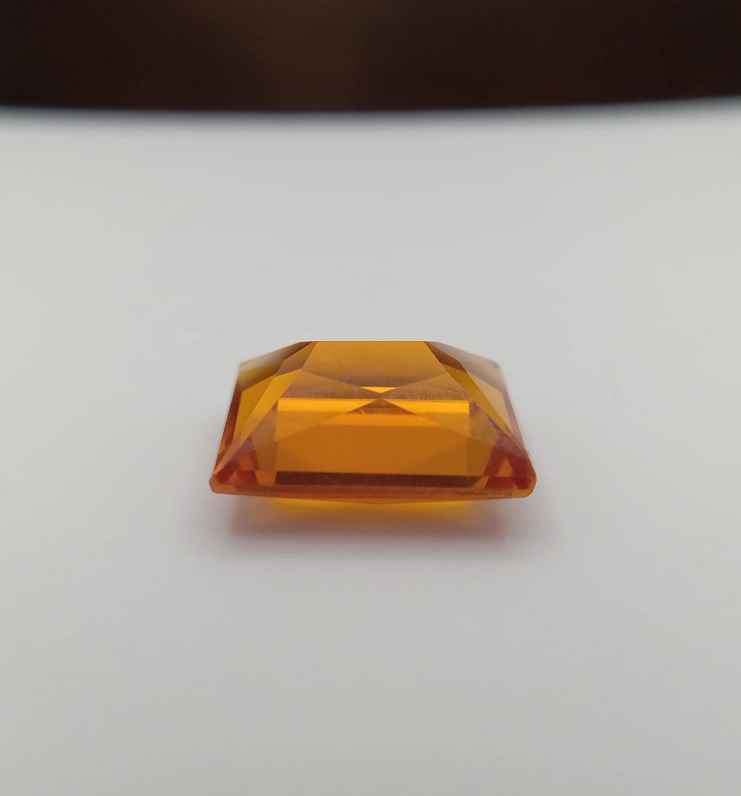 12x9.8mm Orange Lab Sapphire 7.68 Carat Rectangle Cut