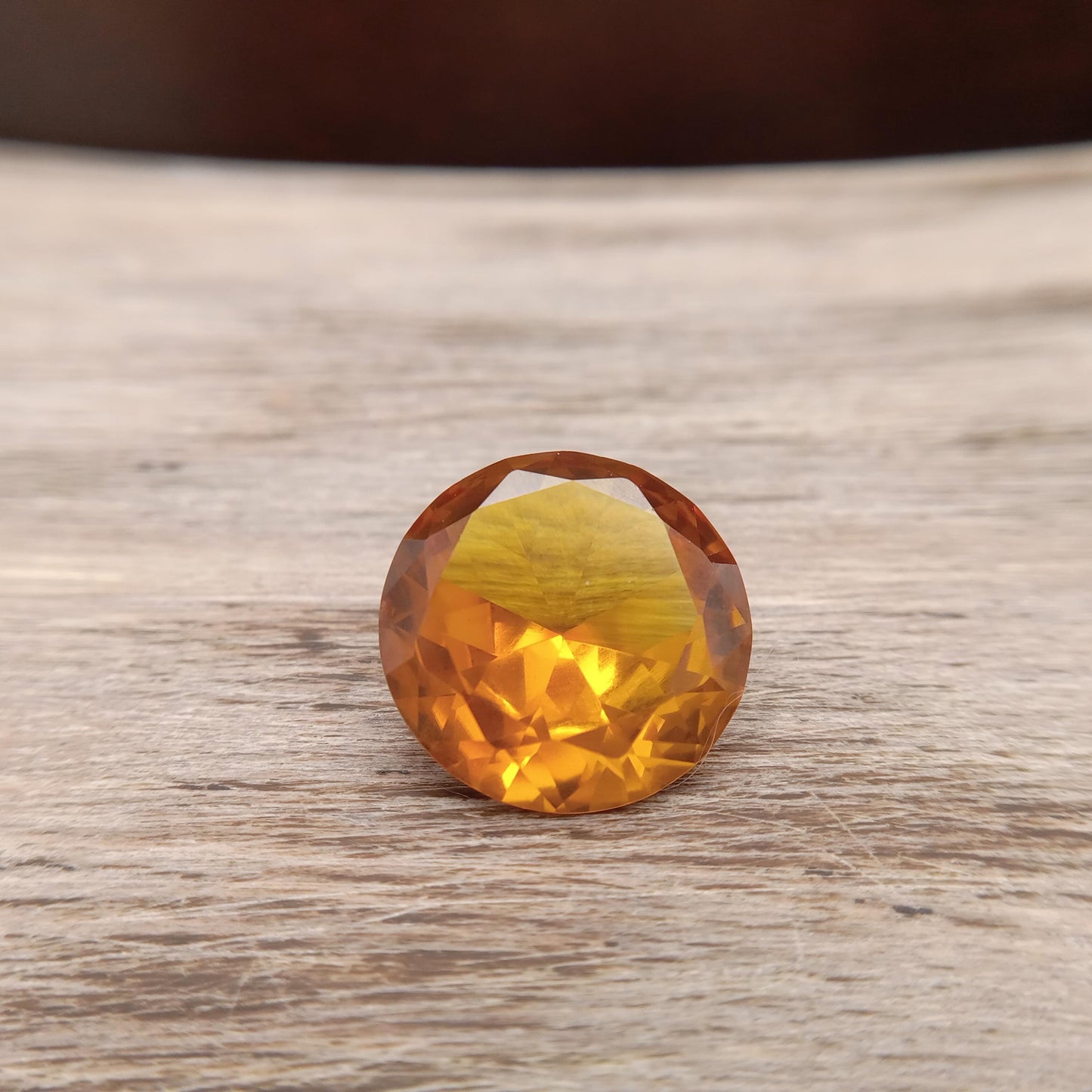 16mm Round Orange Yellow Synthetic Sapphire, 15.91 carat, Faceted Loose Gemstone