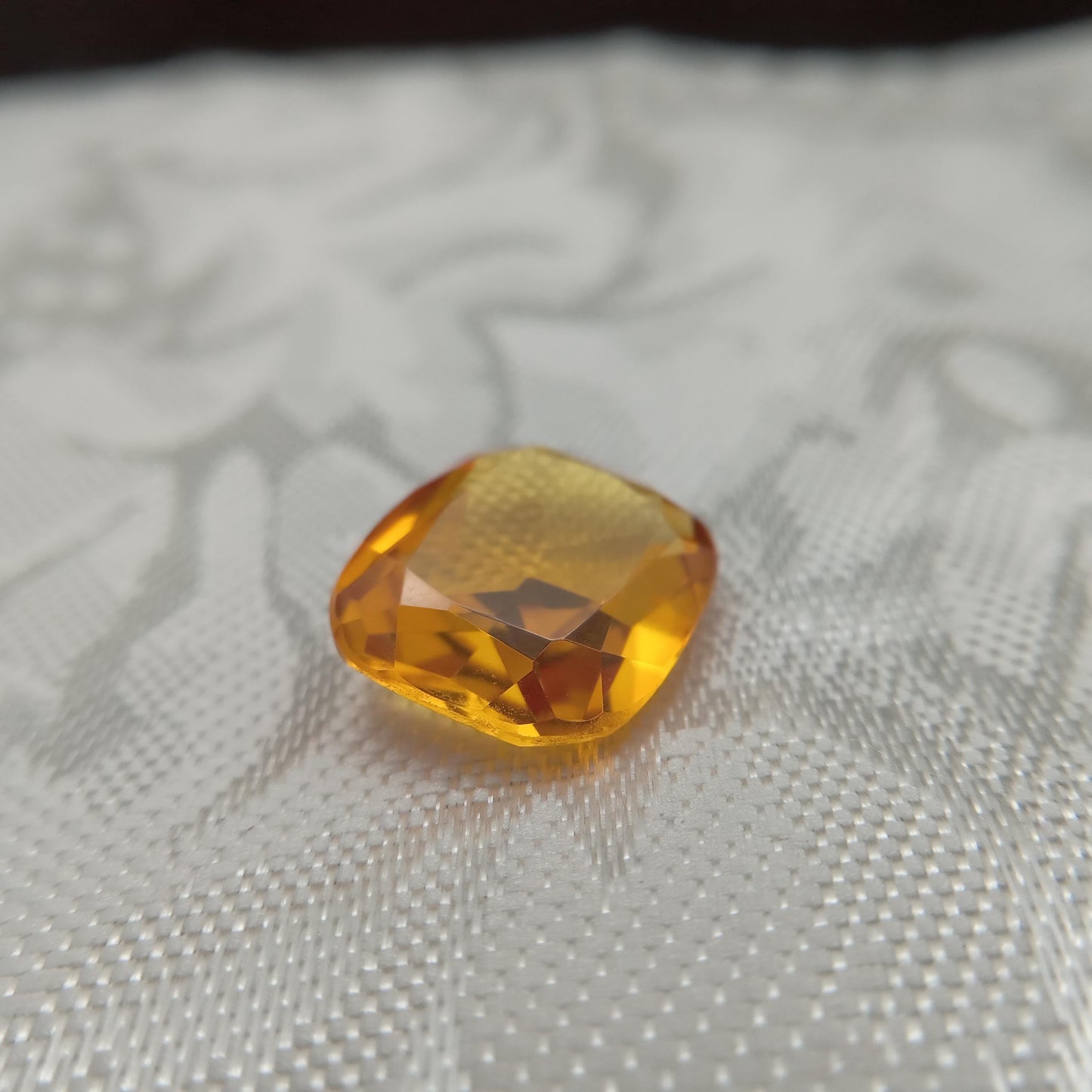 14.1x12mm Yellow Lab Sapphire 9.04 Carat, Rectangle Cut, Faceted Loose Gemstone, Synthetic Corundum