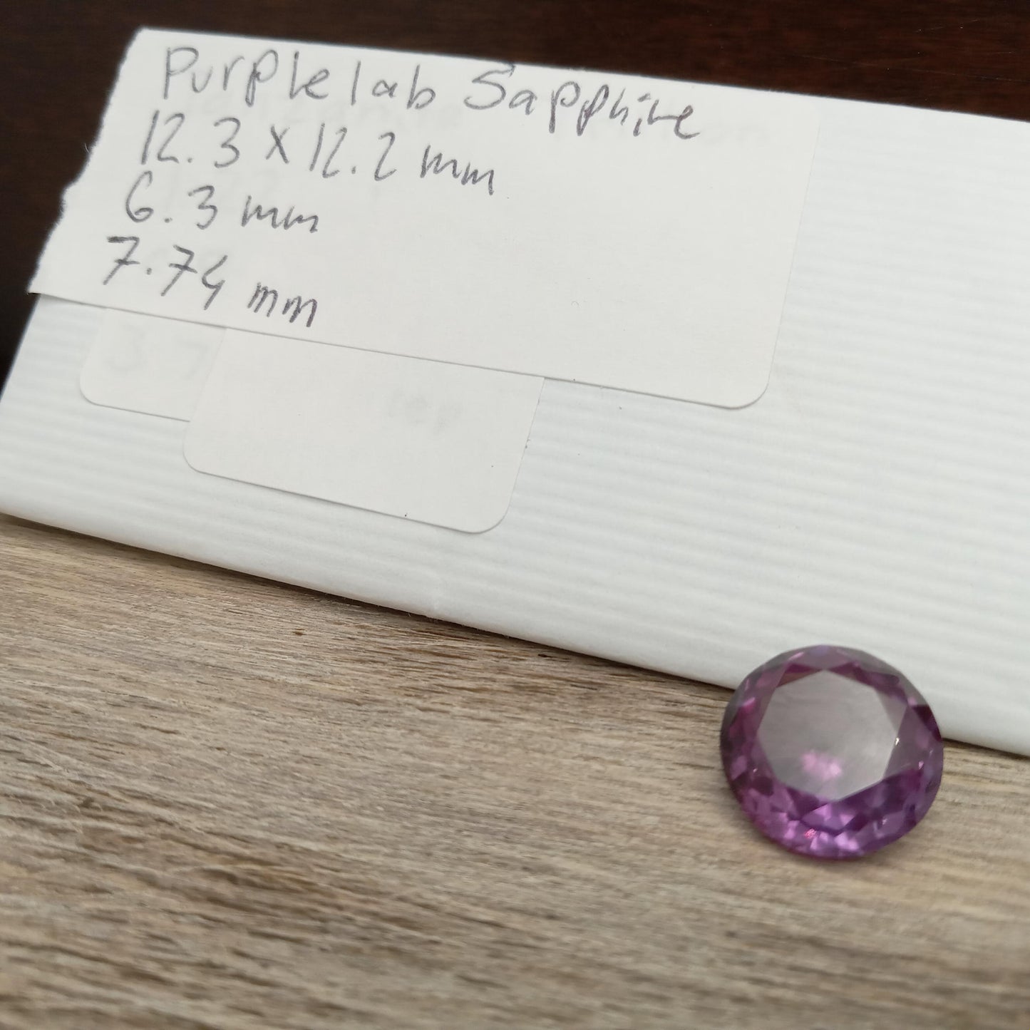 12.3mm Purple  Lab Sapphire Round Cut 7.74 Carats, Faceted Loose