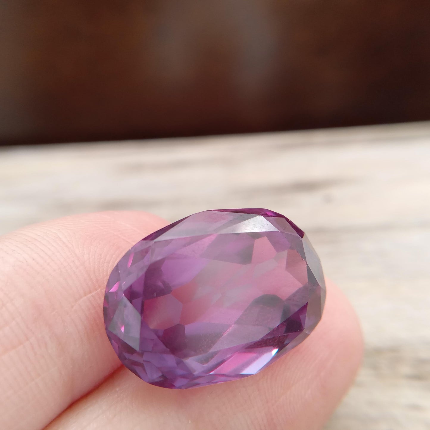 Lab Created Purple Color Change Sapphire Oval Cut 22.89 Carat, Faceted Lab Grown Corundum- Alexandrite Replacement 20.5x14mm
