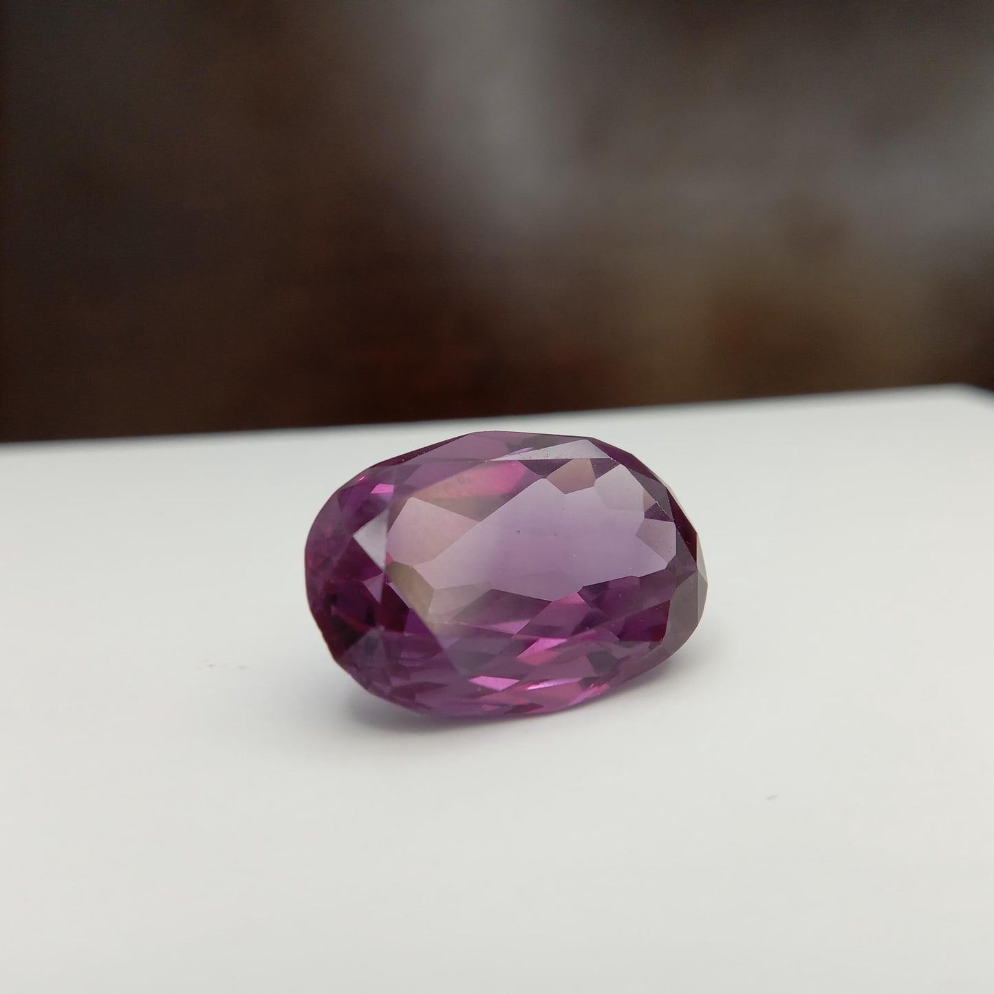 Lab Created Purple Color Change Sapphire Oval Cut 22.89 Carat, Faceted Lab Grown Corundum- Alexandrite Replacement 20.5x14mm
