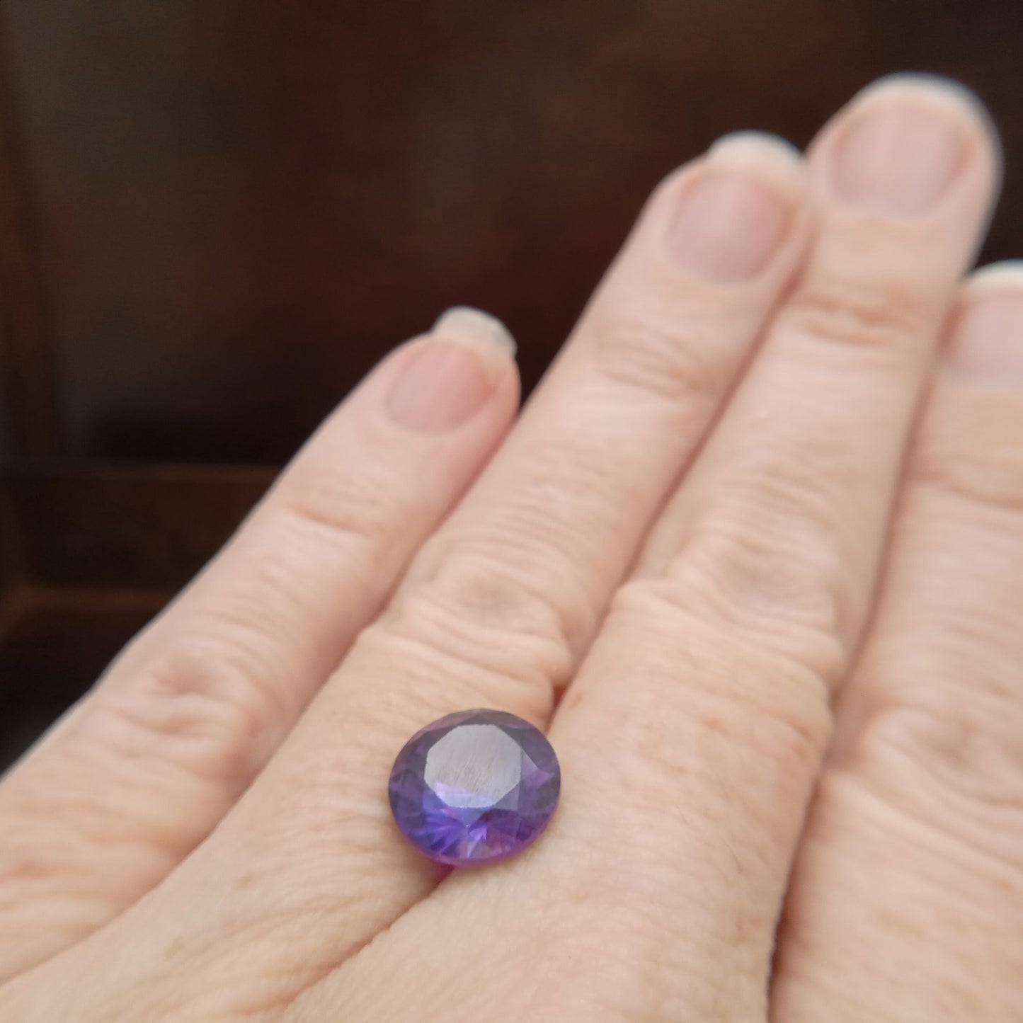 9.8 mm Purple  Lab Sapphire Round Cut 4.42 Carats, Faceted Loose