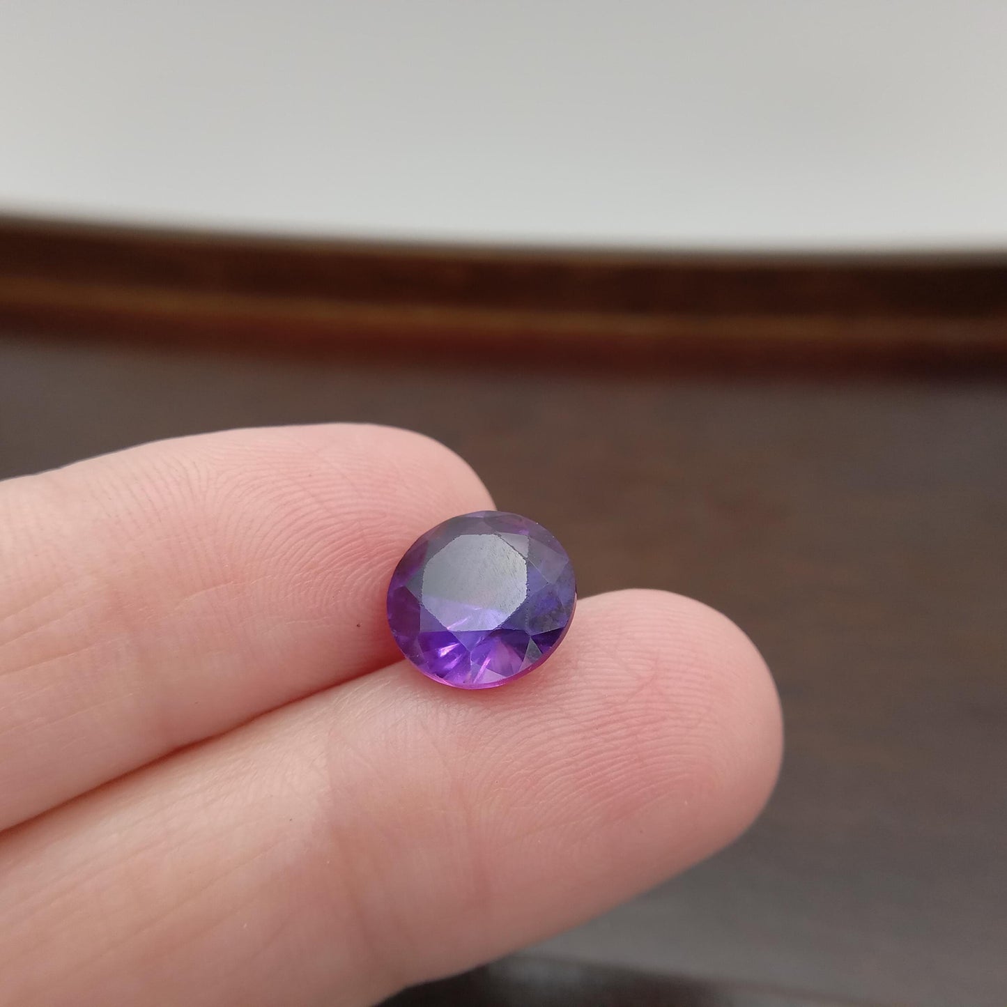 9.8 mm Purple  Lab Sapphire Round Cut 4.42 Carats, Faceted Loose