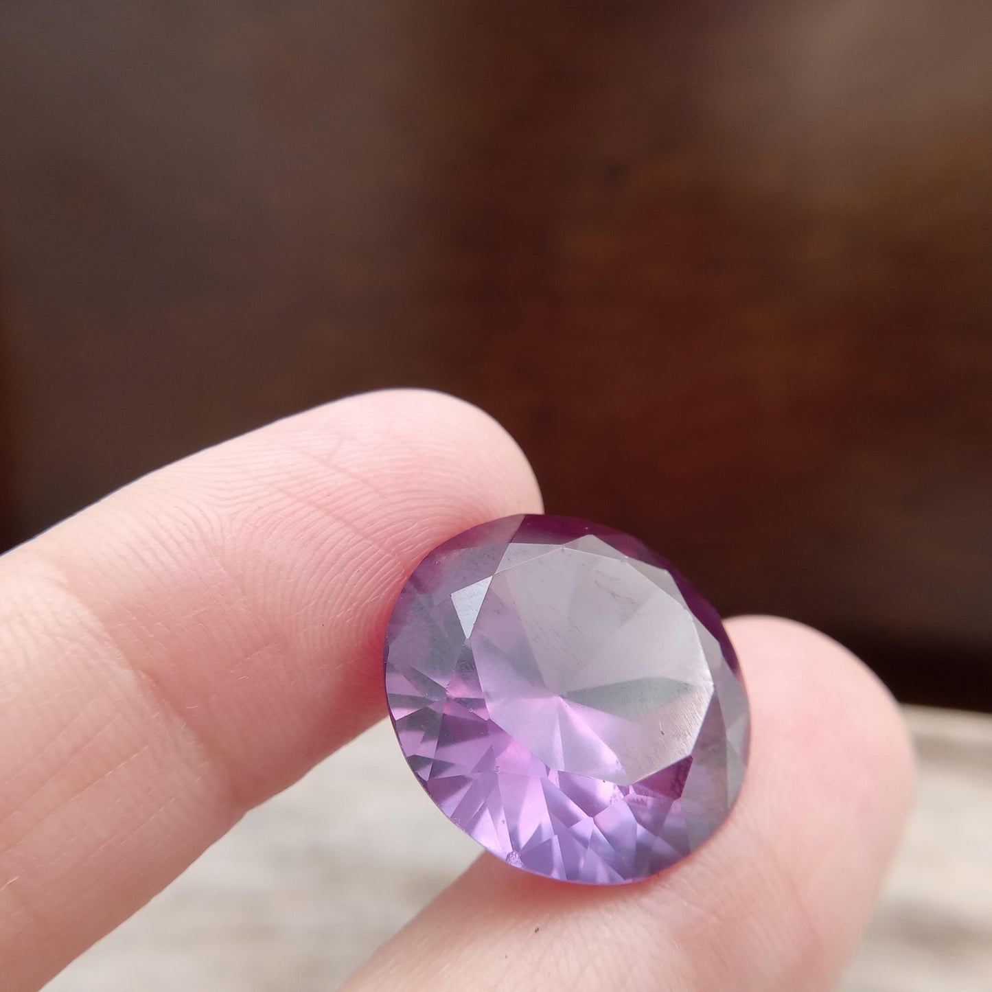 Lab Created Purple Sapphire Round Cut 21.18 Carat, Faceted Lab Grown Corundum- Alexandrite Replacement 17.8mm color change