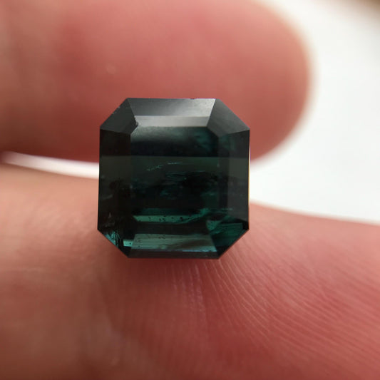 Natural Dark Green Tourmaline 4.54 carat, 9.2x8.7mm Octagon Cut, Faceted Loose Gemstone