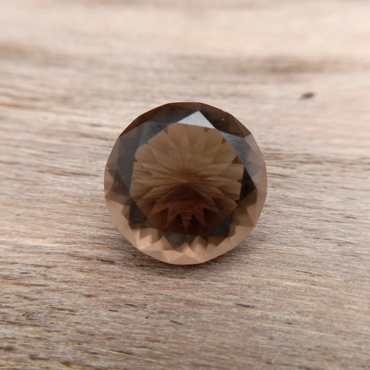 15.7 mm Smoky Quartz 11.92 carat, Round, Brown Faceted Loose Gemstone, Recycled Gemstone