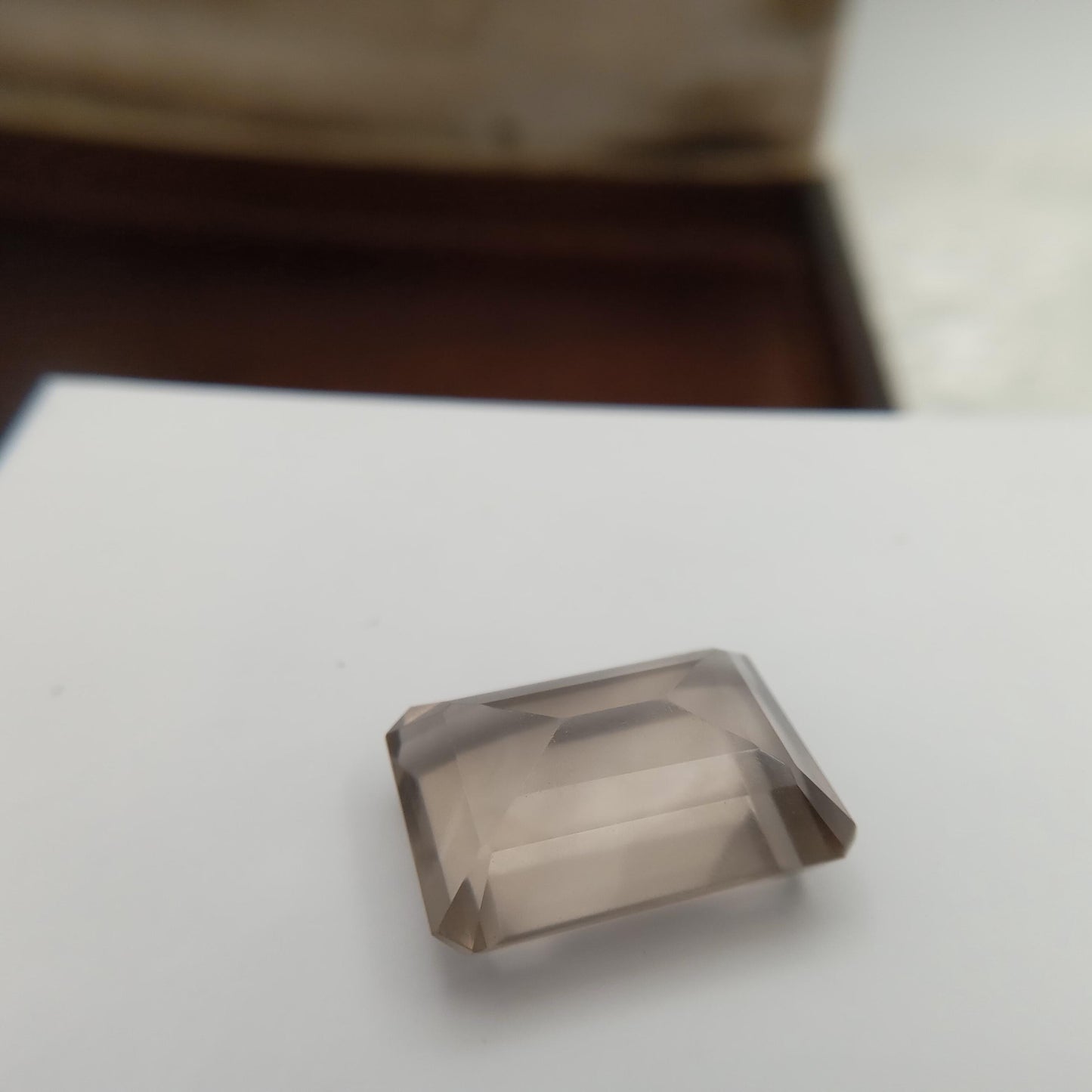 13.57 Carat Smoky Quartz 17.6x12.8mm Emerald cut, Faceted Loose Light Brown Gemstone