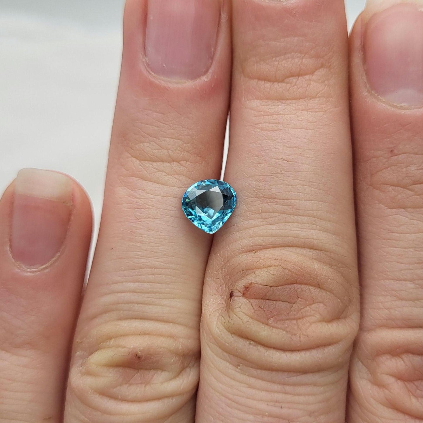 Natural Zircon 1.56 carat 6.7x6.4mm Blue Pear Loose Gemstone, Unmounted Zircon, December Birthstone