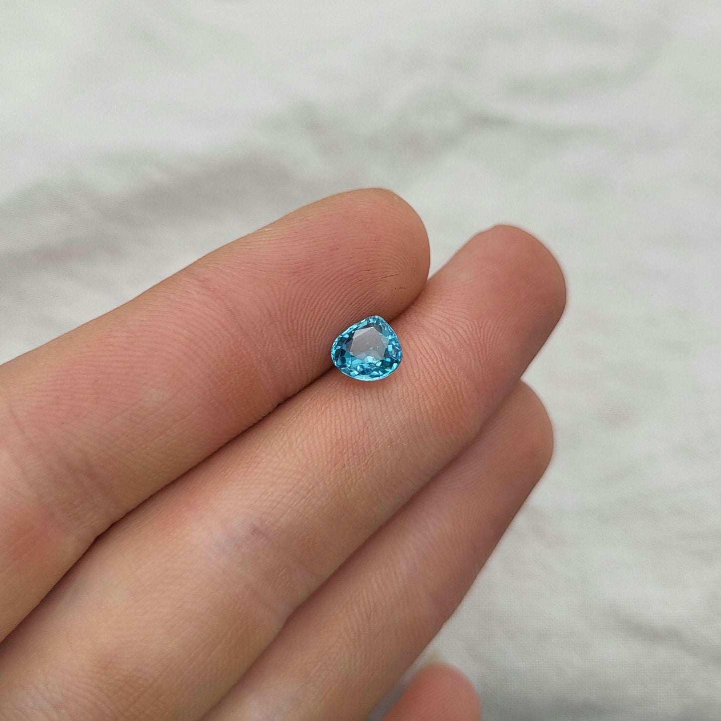 Natural Zircon 1.56 carat 6.7x6.4mm Blue Pear Loose Gemstone, Unmounted Zircon, December Birthstone