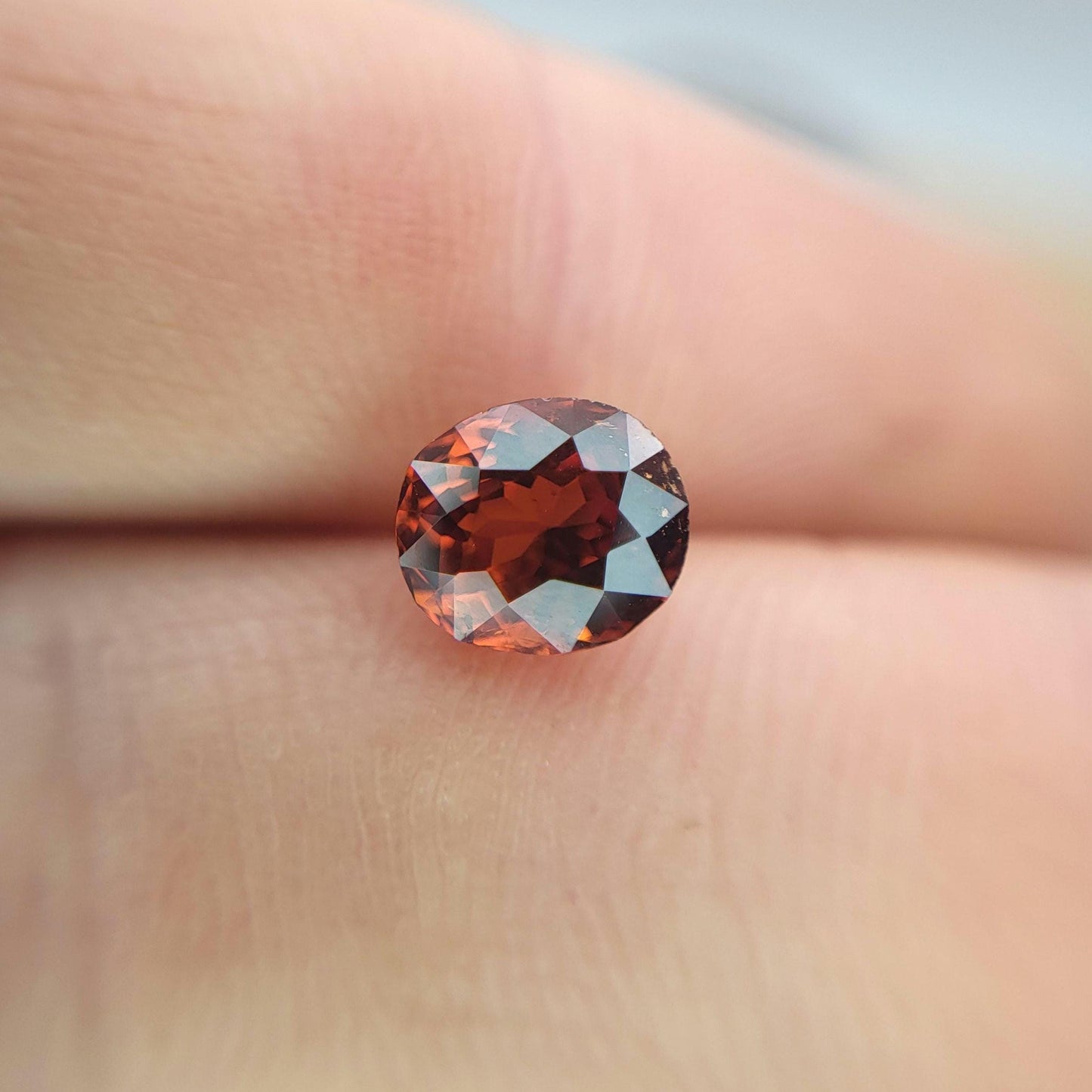 1.53 ct Natural Reddish Orange Spessartite Garnet 7x6mm Oval Faceted Gemstone Loose Gem Red-Orange Garnet