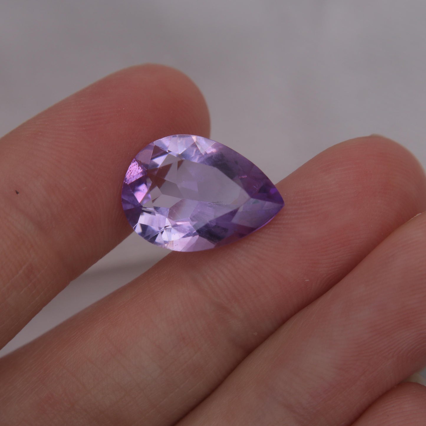 16.1x11.6mm Purple Amethyst 6 carat Pear Cut, Faceted Loose Gemstone