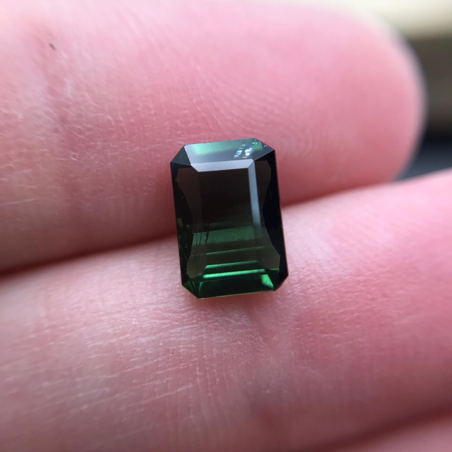 1.54 carat Natural Deep Green Tourmaline, 8.5x6mm Octagon Cut Faceted,