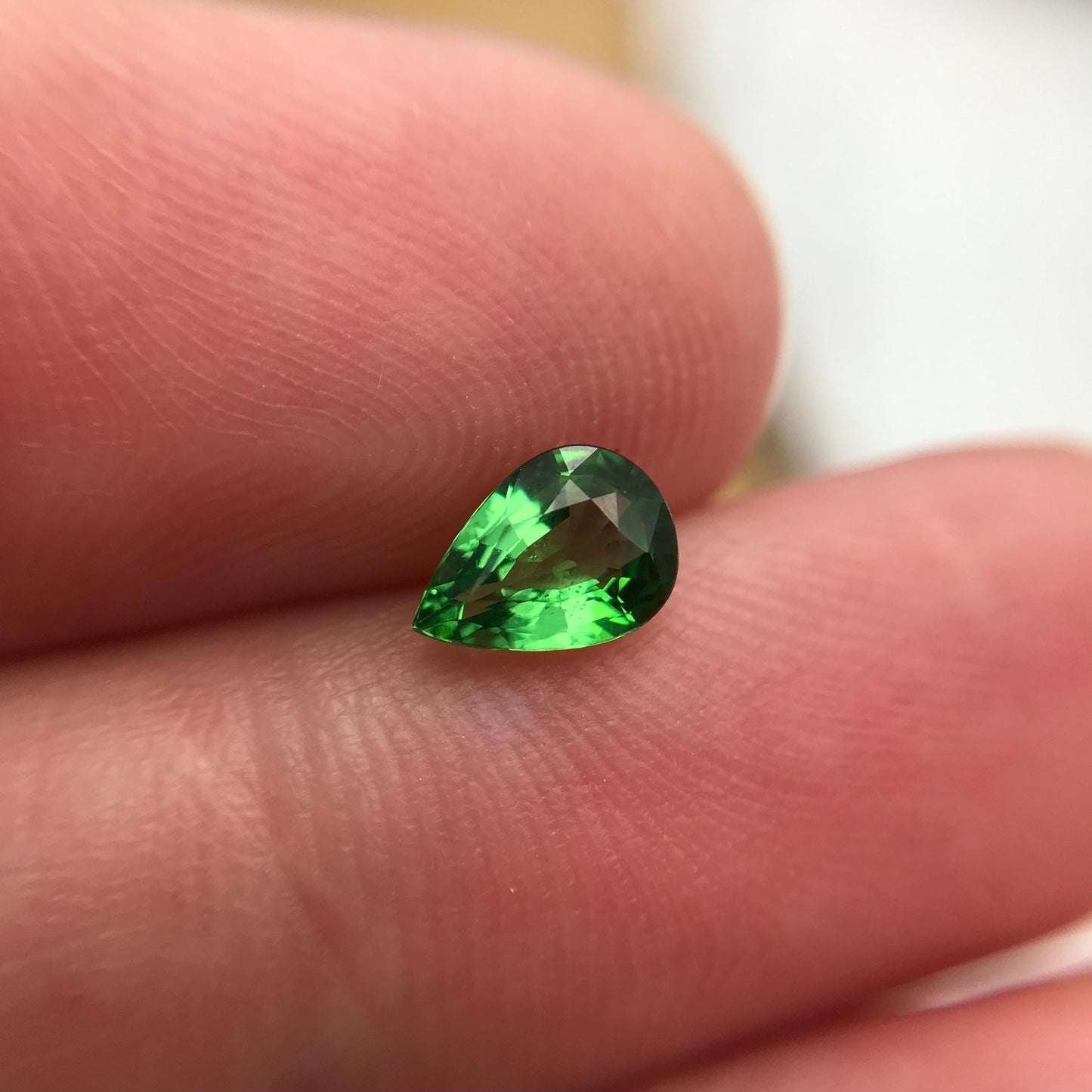 0.56 ct Natural Green Tsavorite Garnet 6.5x4.6mm Faceted Pear cut Gemstone, Green Garnet