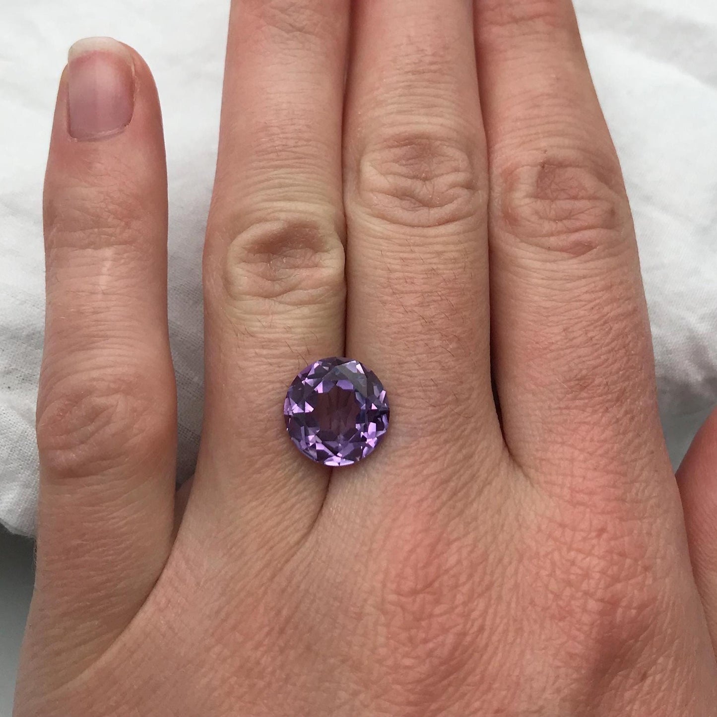 11mm Purple Color Change Lab Sapphire Round Cut 5.88 Carats, Faceted Loose Gem