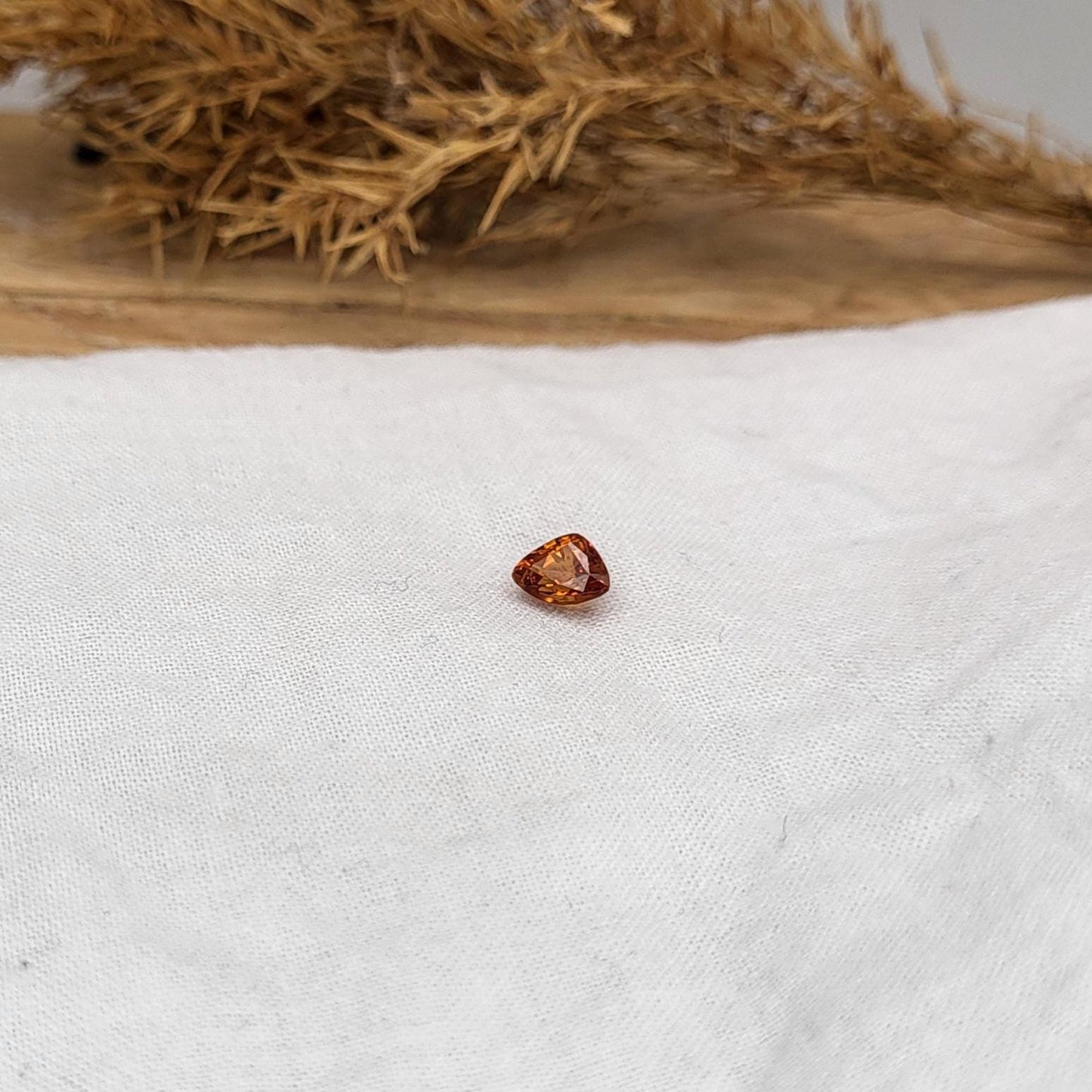 0.82 ct Natural Orange Spessartite Garnet 6.2x4.7mm Squashed Trillion Faceted Gemstone Loose Gem Bright Orange Garnet
