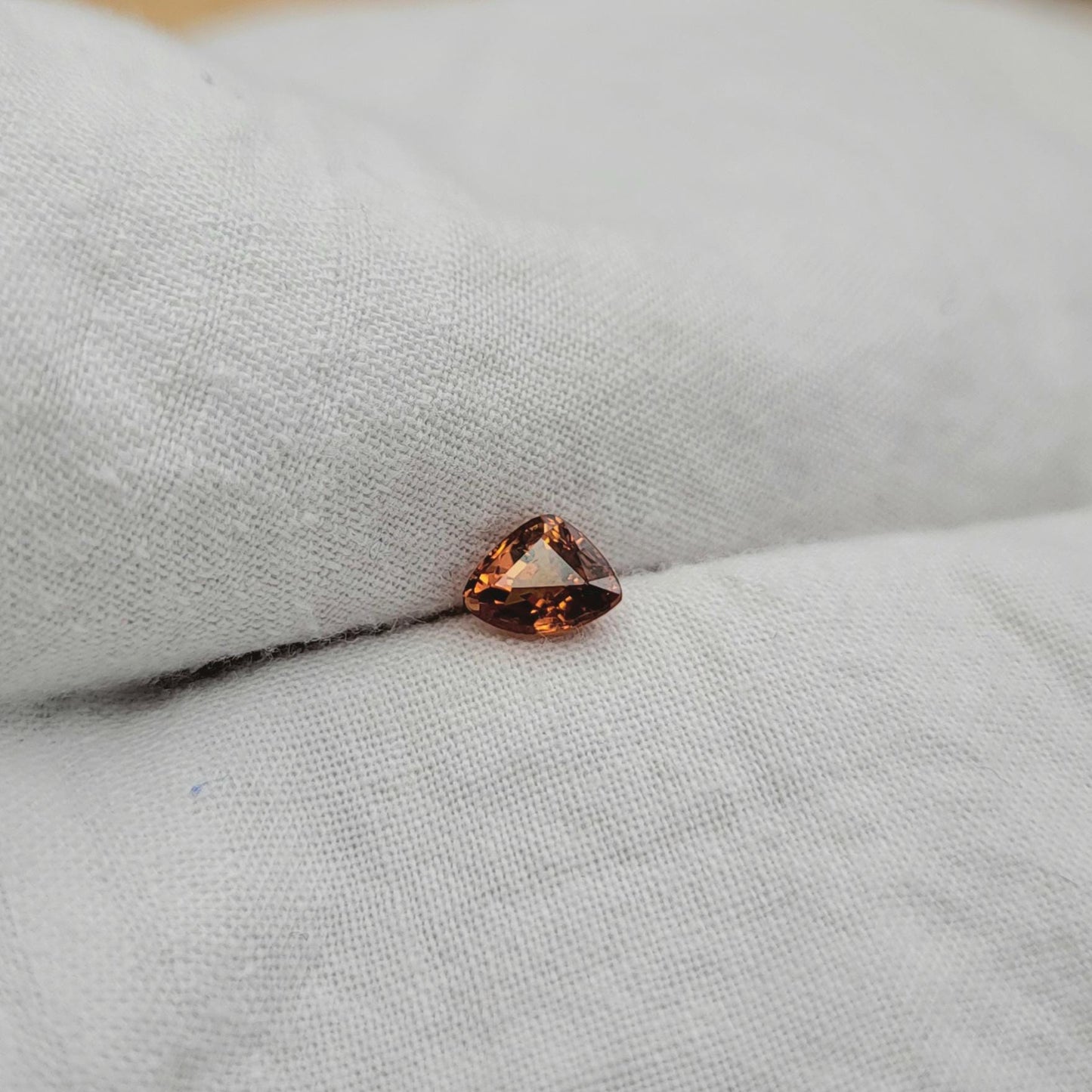 0.82 ct Natural Orange Spessartite Garnet 6.2x4.7mm Squashed Trillion Faceted Gemstone Loose Gem Bright Orange Garnet