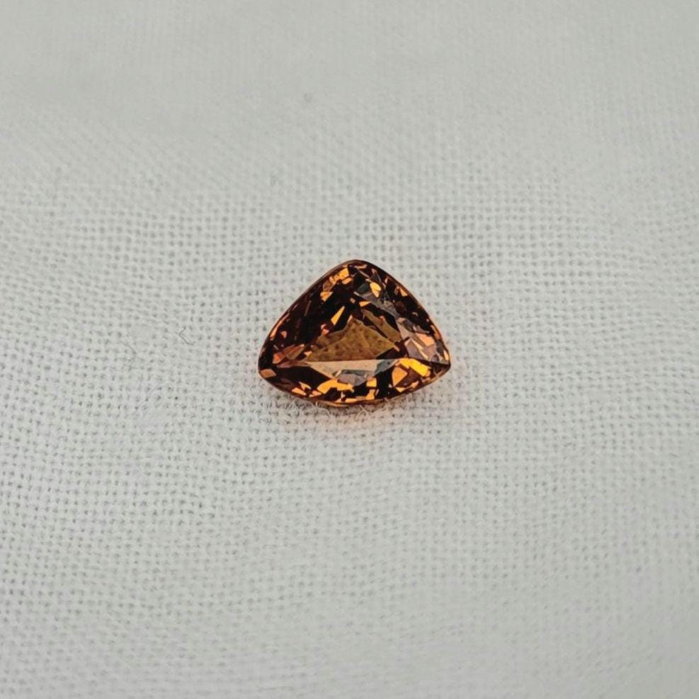 0.82 ct Natural Orange Spessartite Garnet 6.2x4.7mm Squashed Trillion Faceted Gemstone Loose Gem Bright Orange Garnet