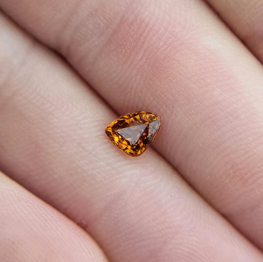 0.82 ct Natural Orange Spessartite Garnet 6.2x4.7mm Squashed Trillion Faceted Gemstone Loose Gem Bright Orange Garnet