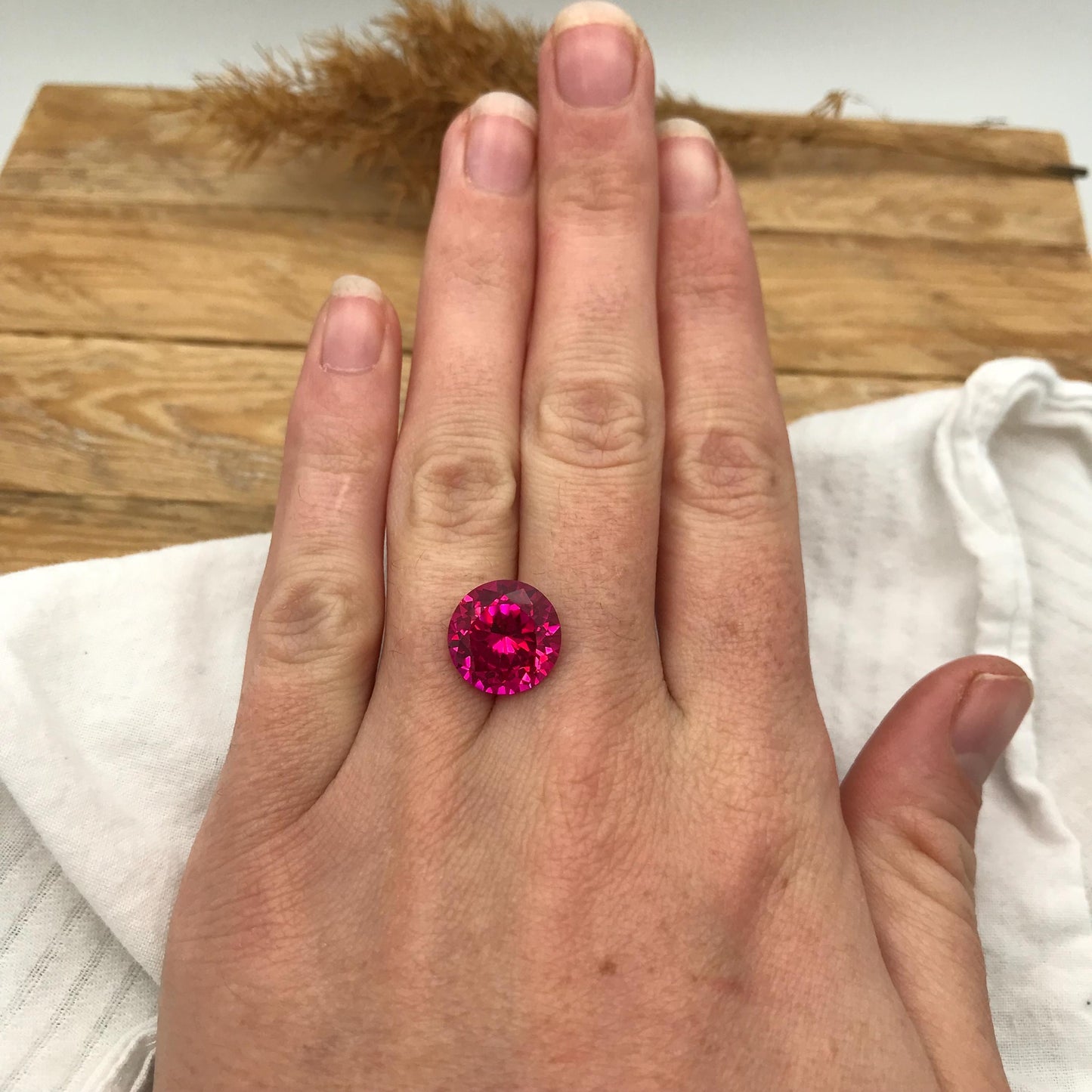 12.5mm Hot Pink Lab Sapphire 8.54 Carat, Round Cut, Loose Faceted Lab Created Gemstone
