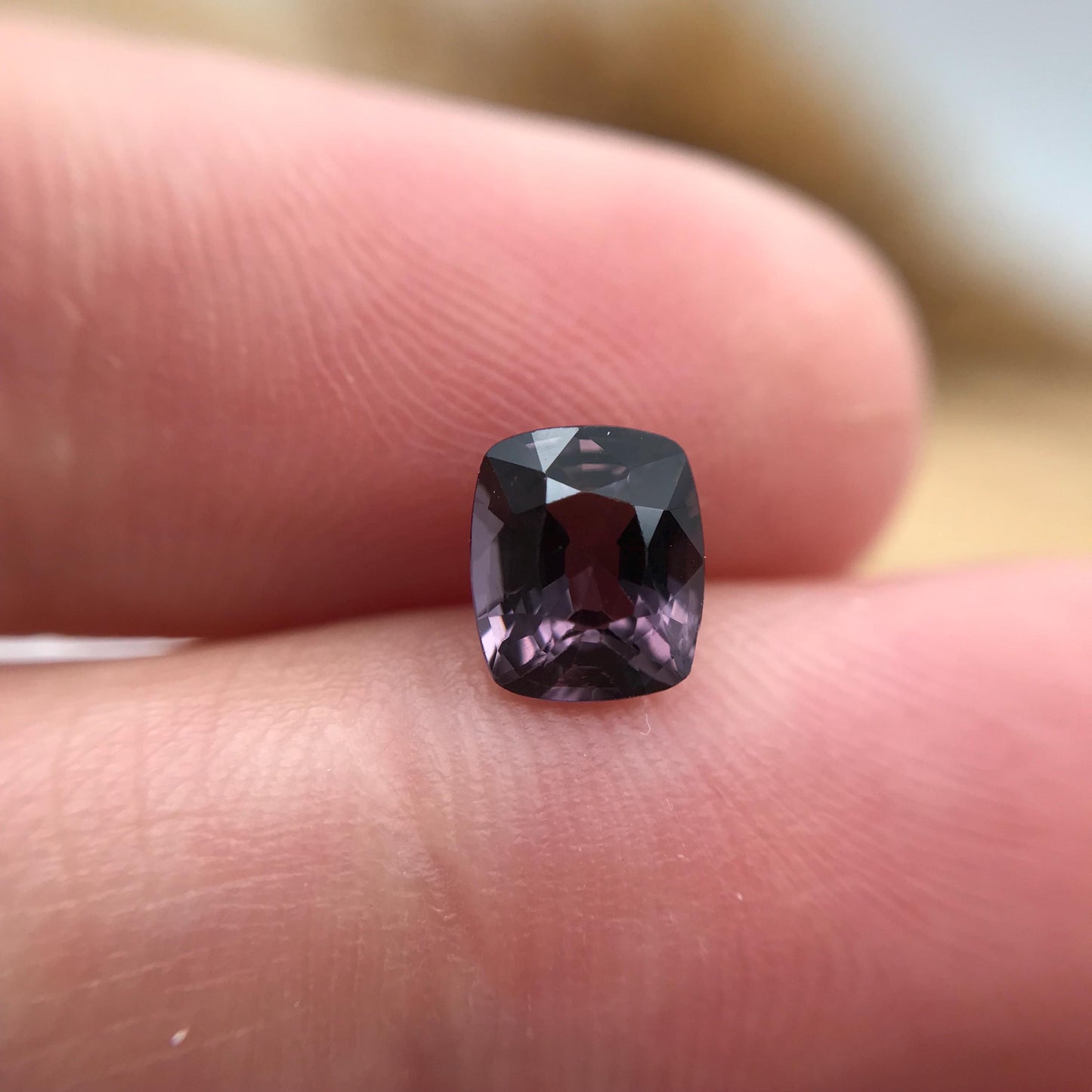 1.15 Ct Natural Purple Spinel 6.6x5.6mm Cushion Cut, Faceted Loose Gemstone, Chipped Stone