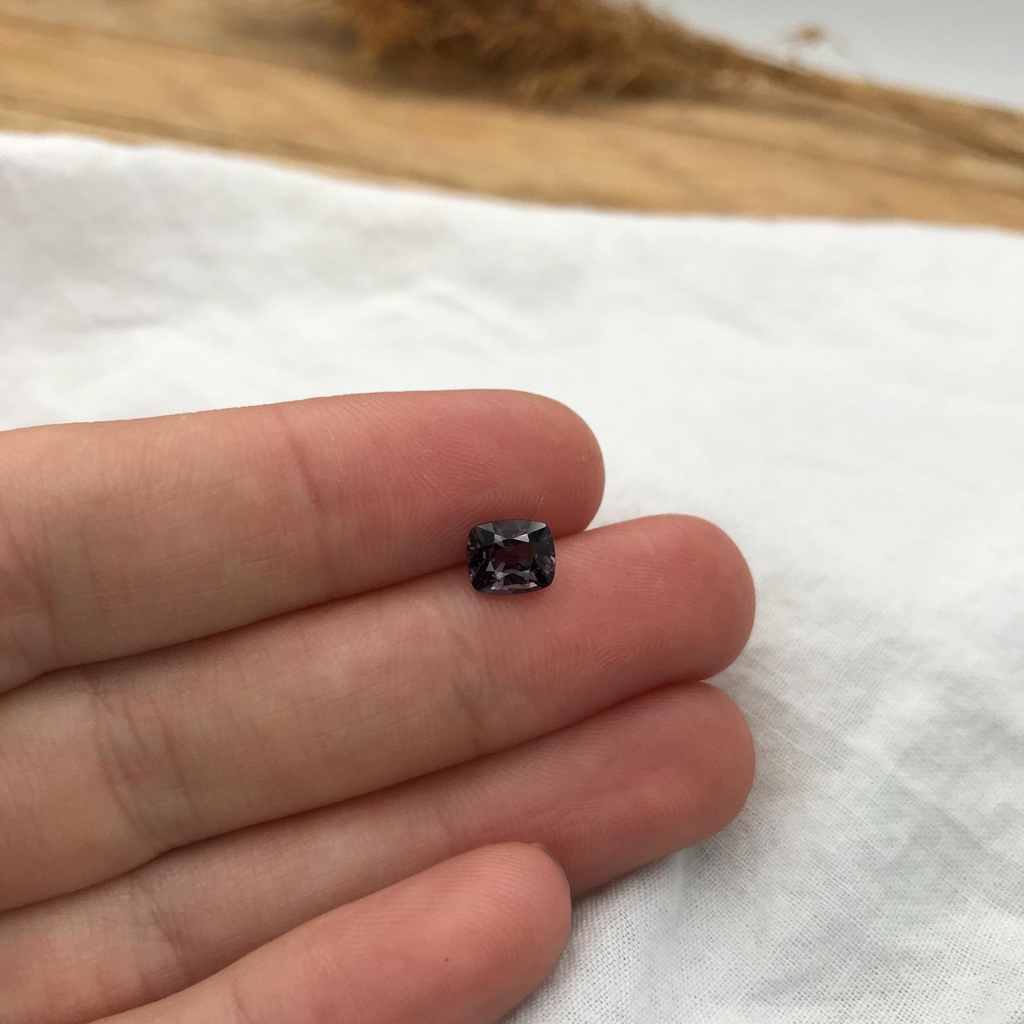 1.15 Ct Natural Purple Spinel 6.6x5.6mm Cushion Cut, Faceted Loose Gemstone, Chipped Stone
