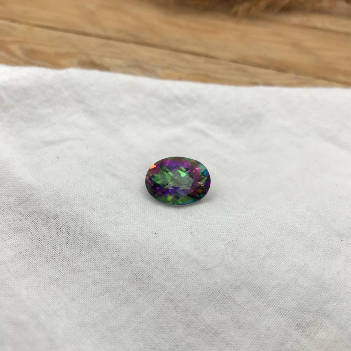 16x12mm Mystic Topaz, Loose Gems Unmounted Faceted Oval 12.59 carat Natural Coated Topaz, Recycled Gem,